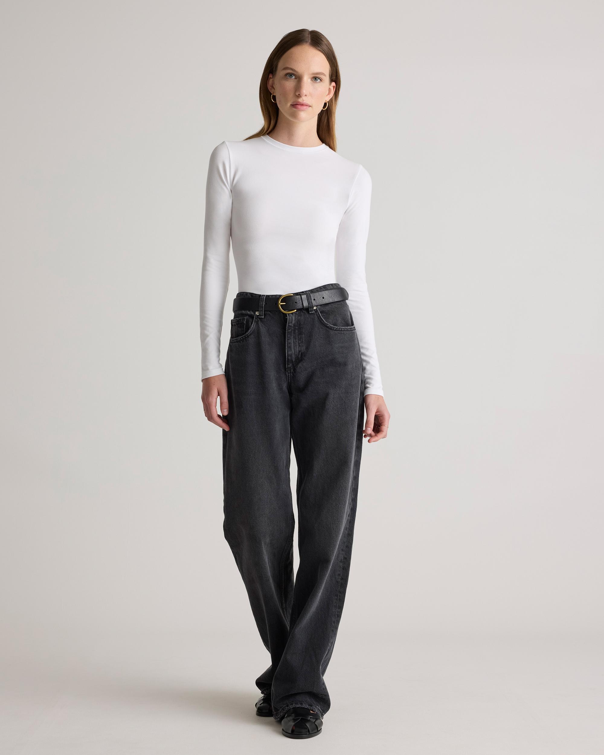 Quince | Women's Stretch Cotton Jersey Fitted Long Sleeve T-Shirt Organic Cotton Product Image