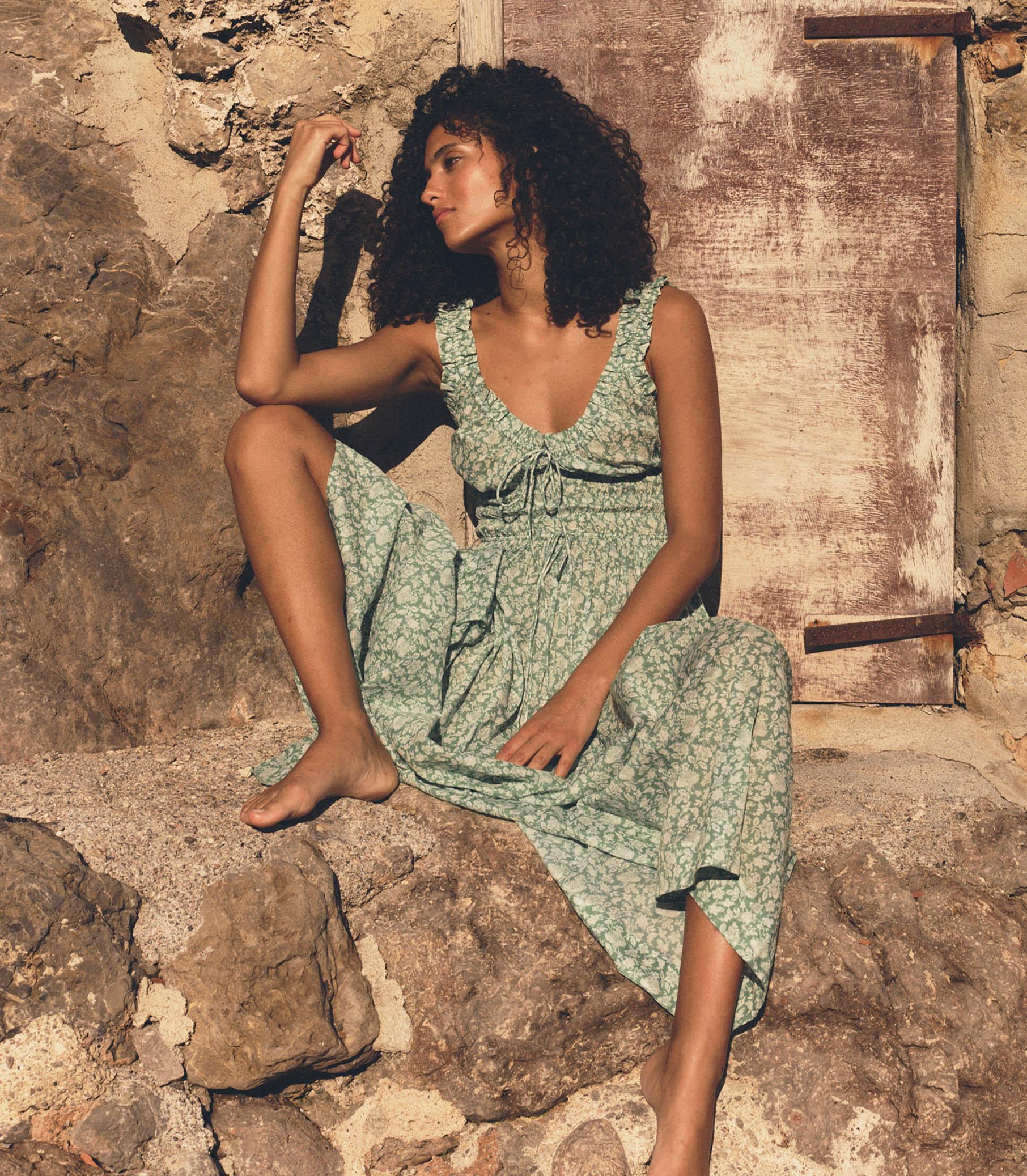 EMMARETTA DRESS -- PERIDOT TEA FLORAL Product Image