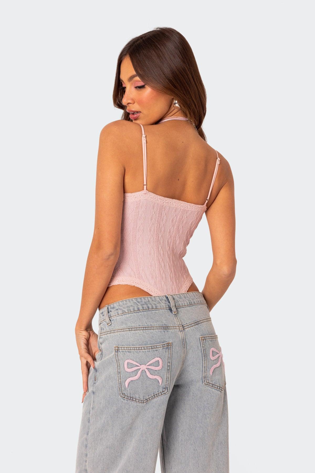Lacey Knit Cut Out Bodysuit Product Image