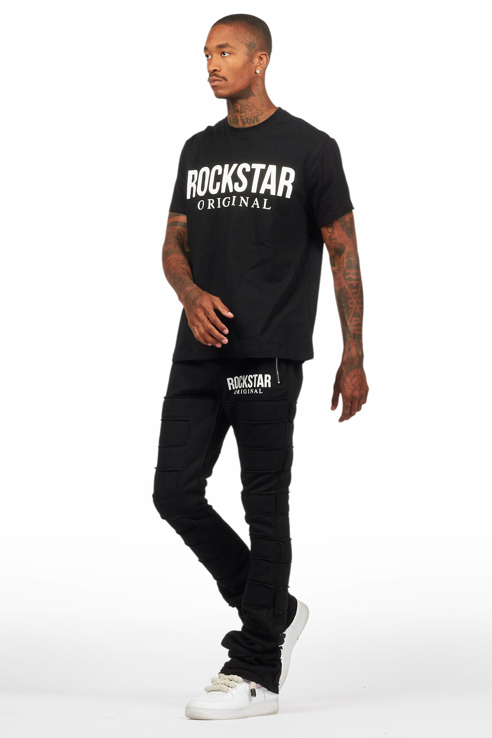 Emilio Black T-Shirt/Stacked Flare Track Set Male Product Image