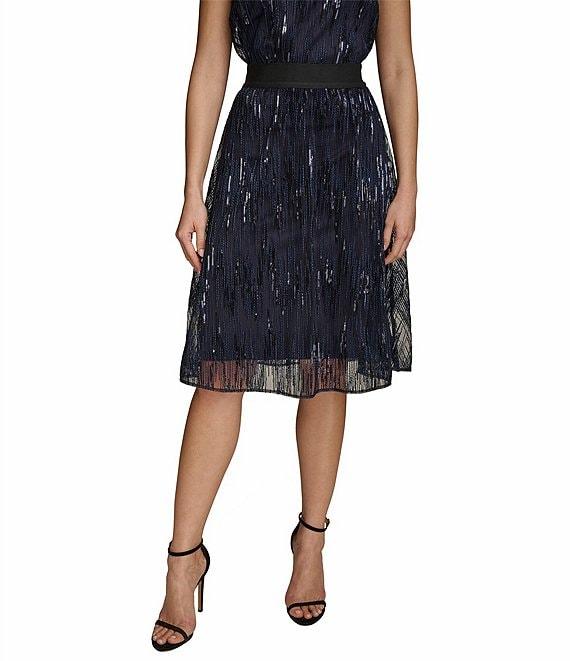 Donna Karan Sequin Mesh A-Line Skirt Product Image