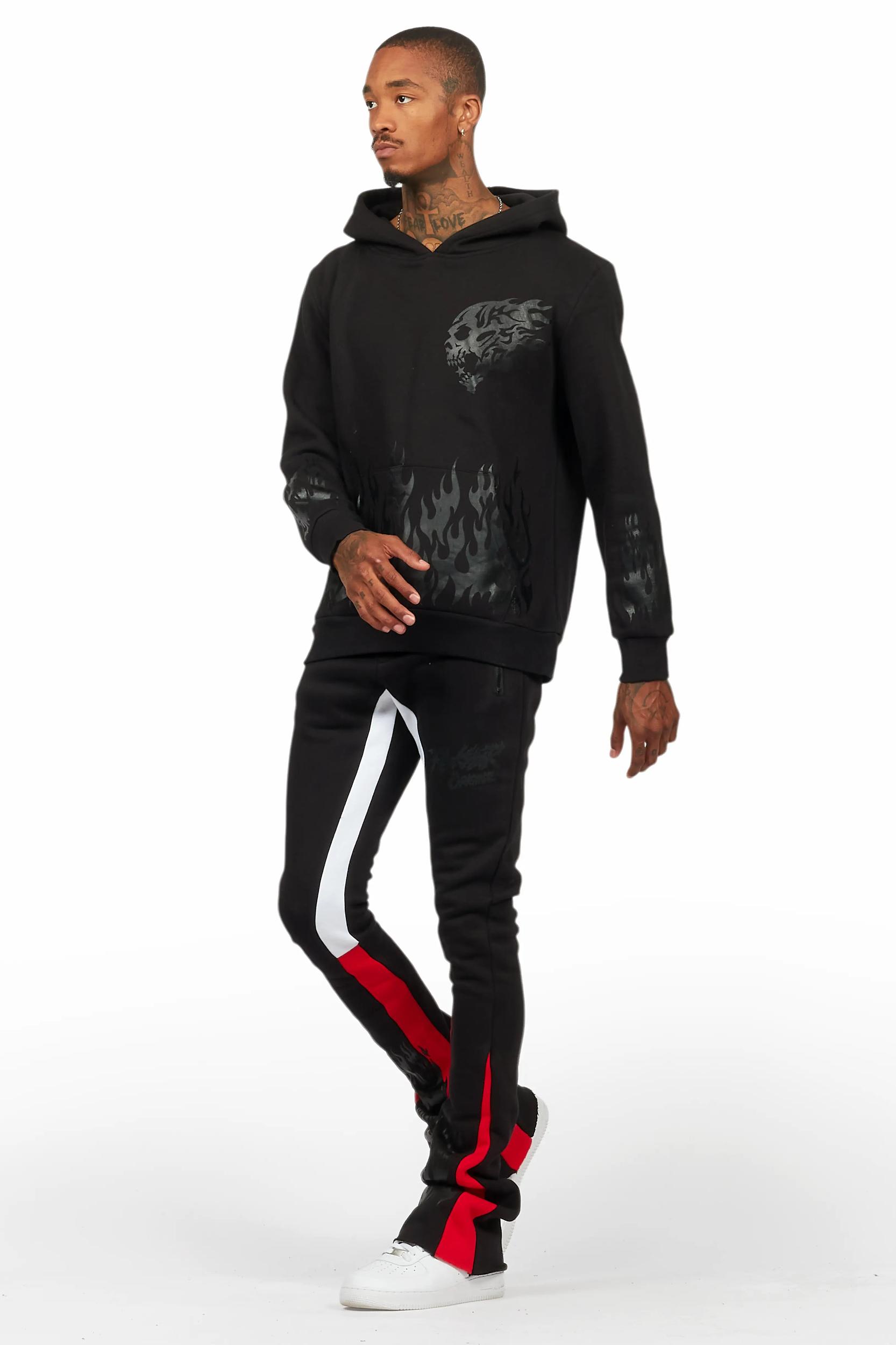 Bubble Black/Black Stacked Flare Hoodie Track Set Male Product Image