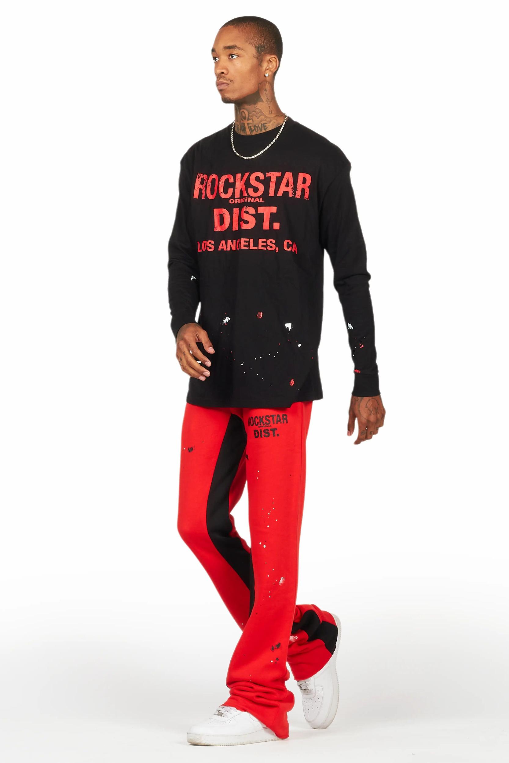 Scottie Red/Black Long Sleeve T-Shirt/Baggy Pant Set Male Product Image