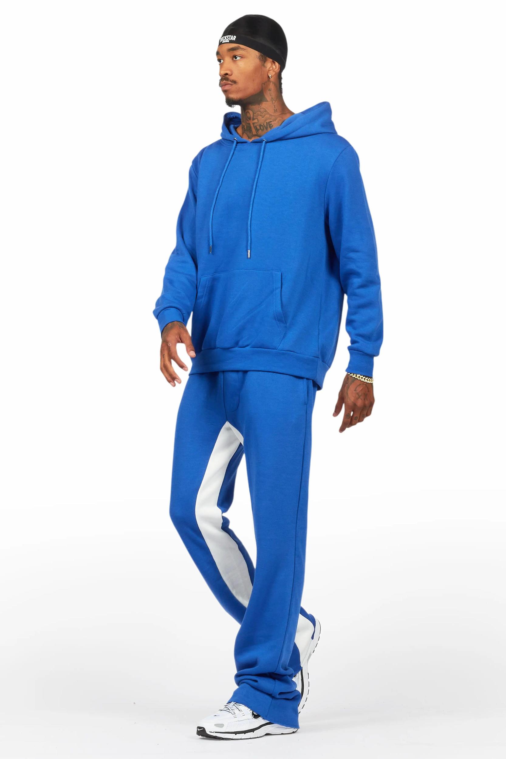 Basic Royal Blue Hoodie/Baggy Track Pant Set Male Product Image