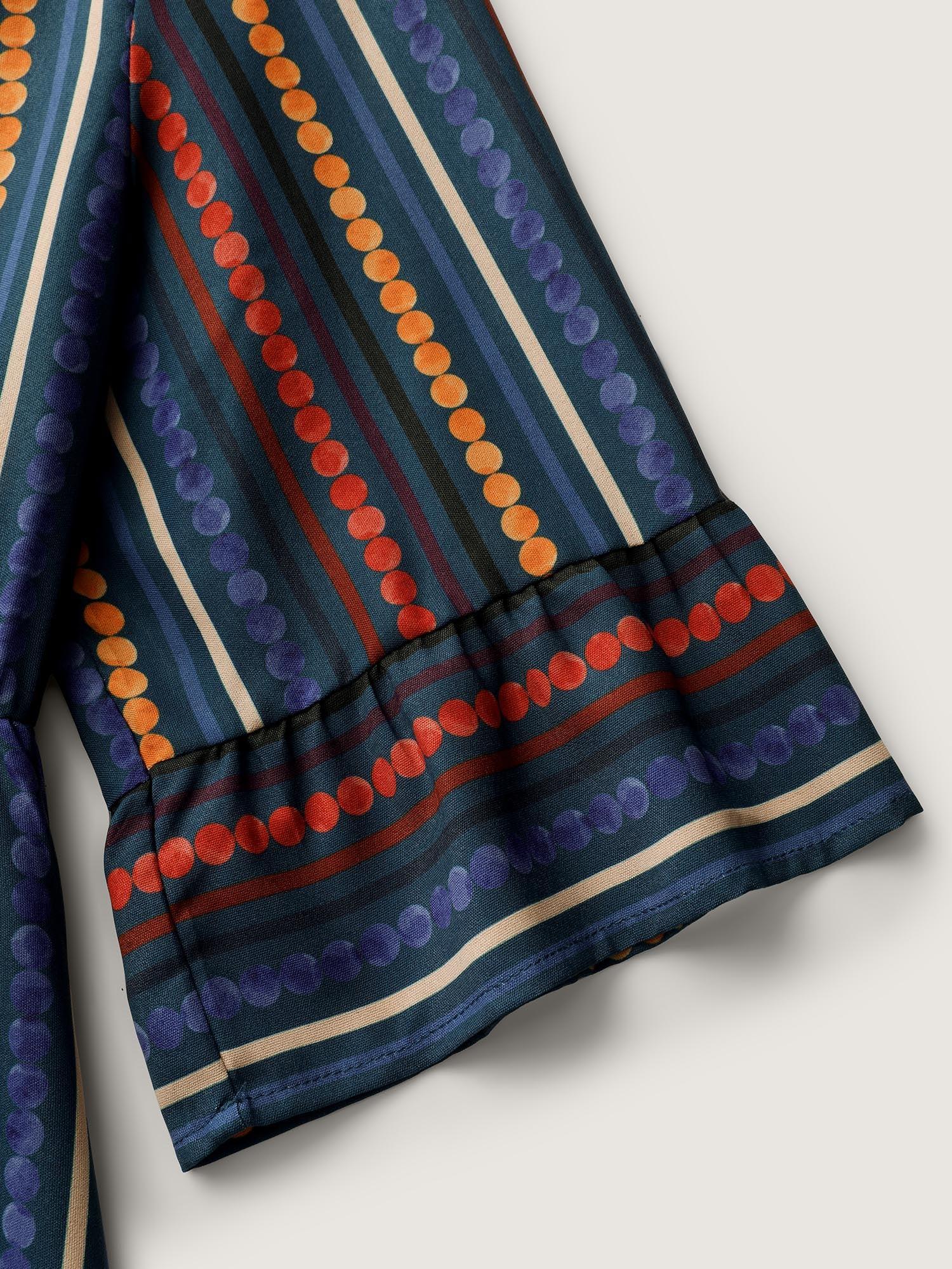 Colorful Stripes Stretchy Waist Midi Dress Female Product Image