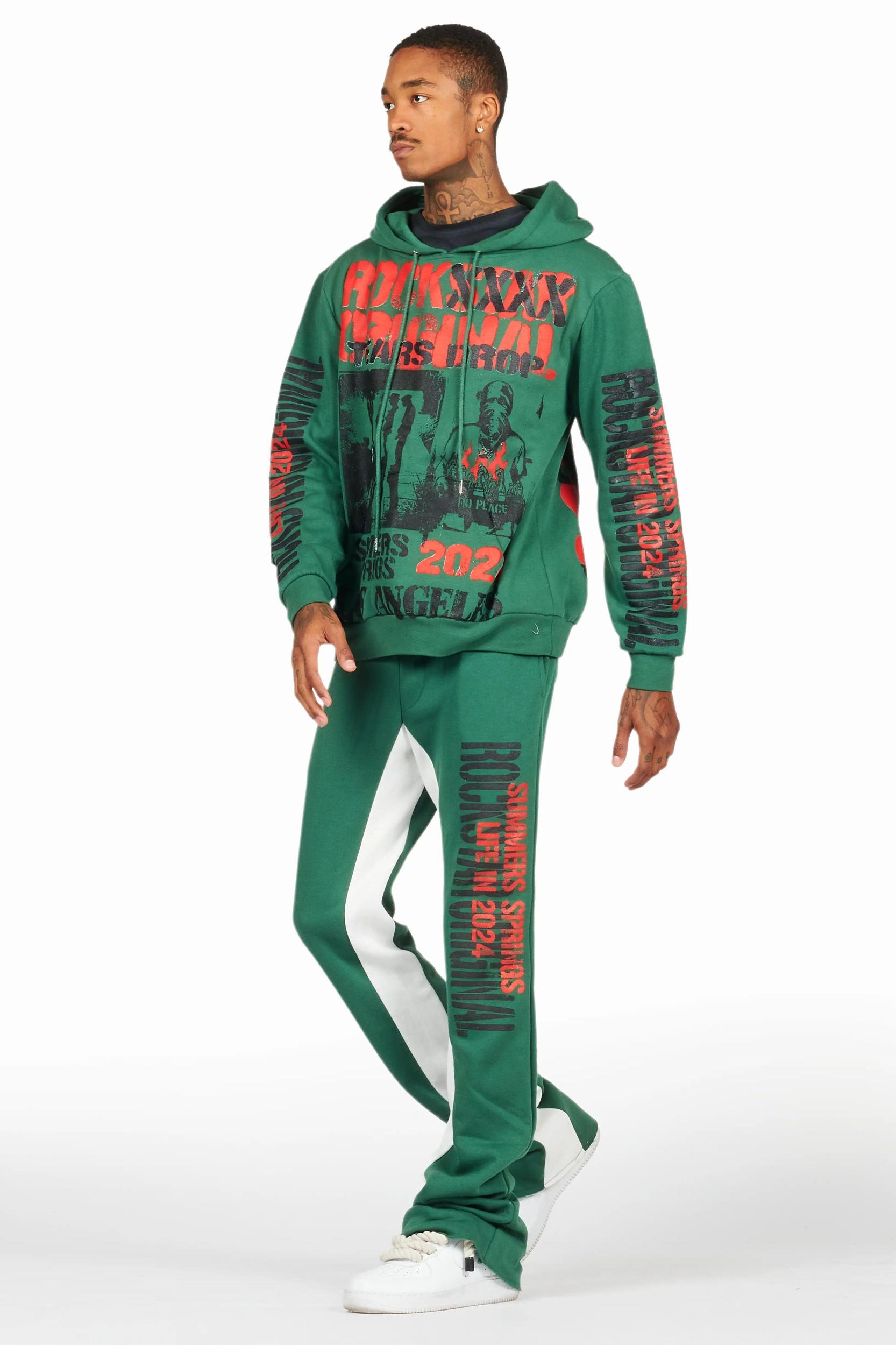 Omer Green Hoodie/Baggy Track Pant Set Male Product Image
