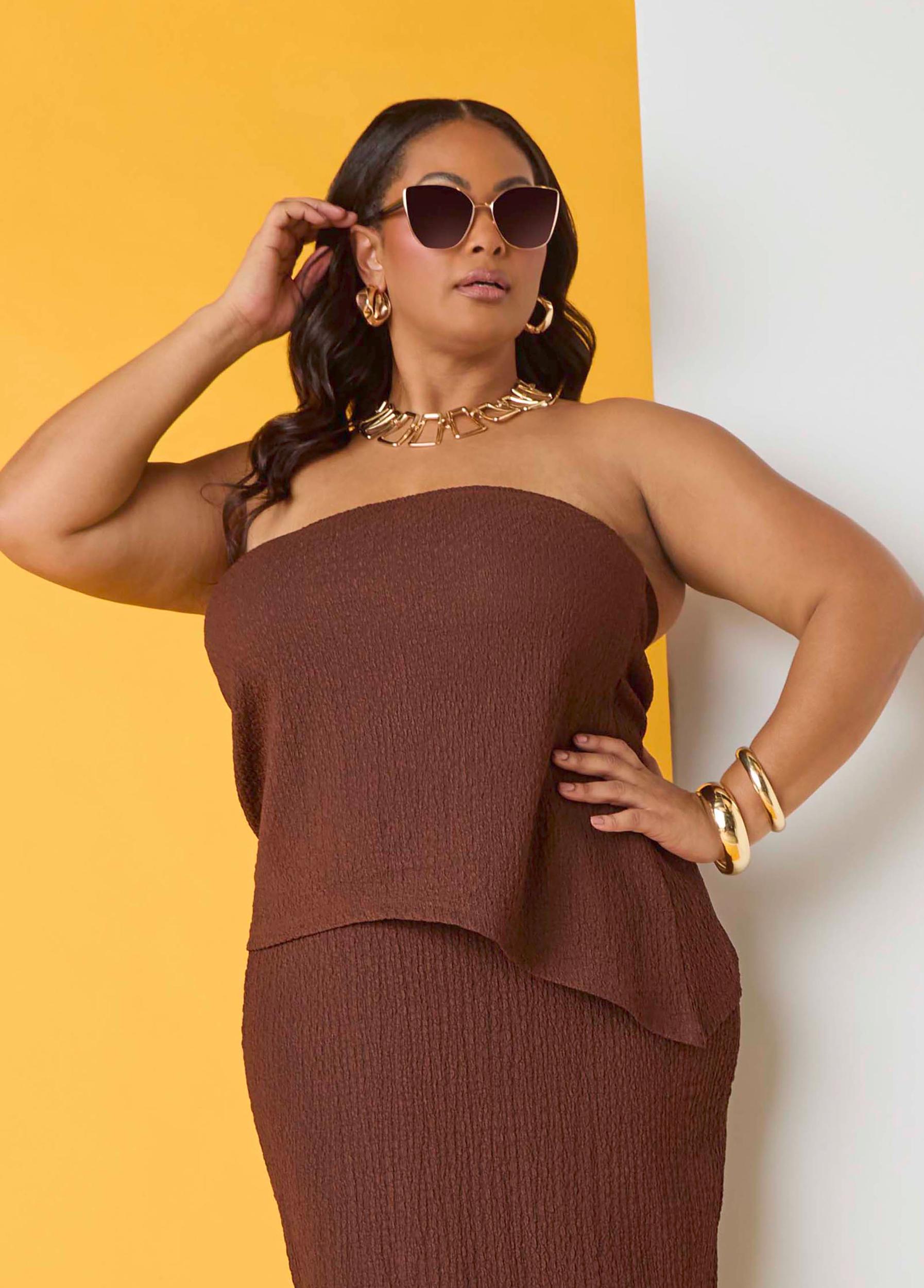 Textured Asymmetric Tube Top Product Image