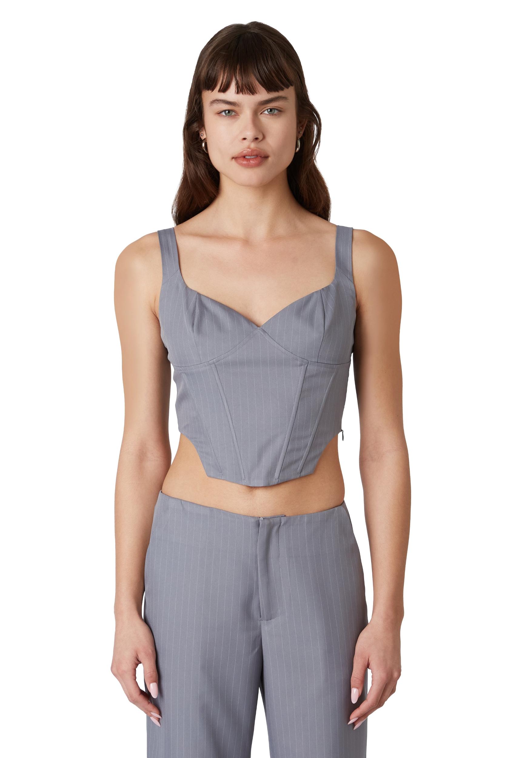 FINAL SALE Noa Pin Stripe Corset | Gray Product Image