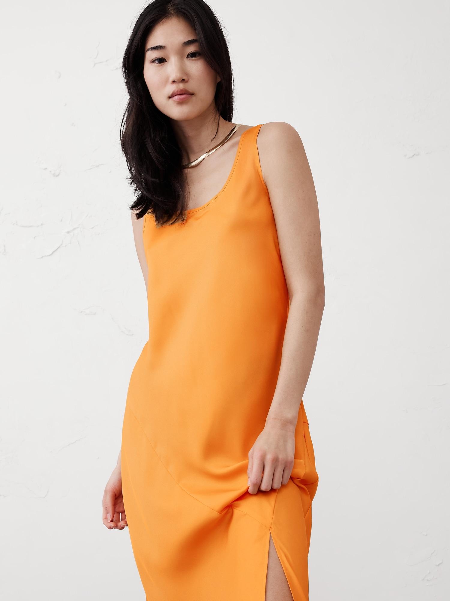 Silky Twill Slit Maxi Dress Product Image