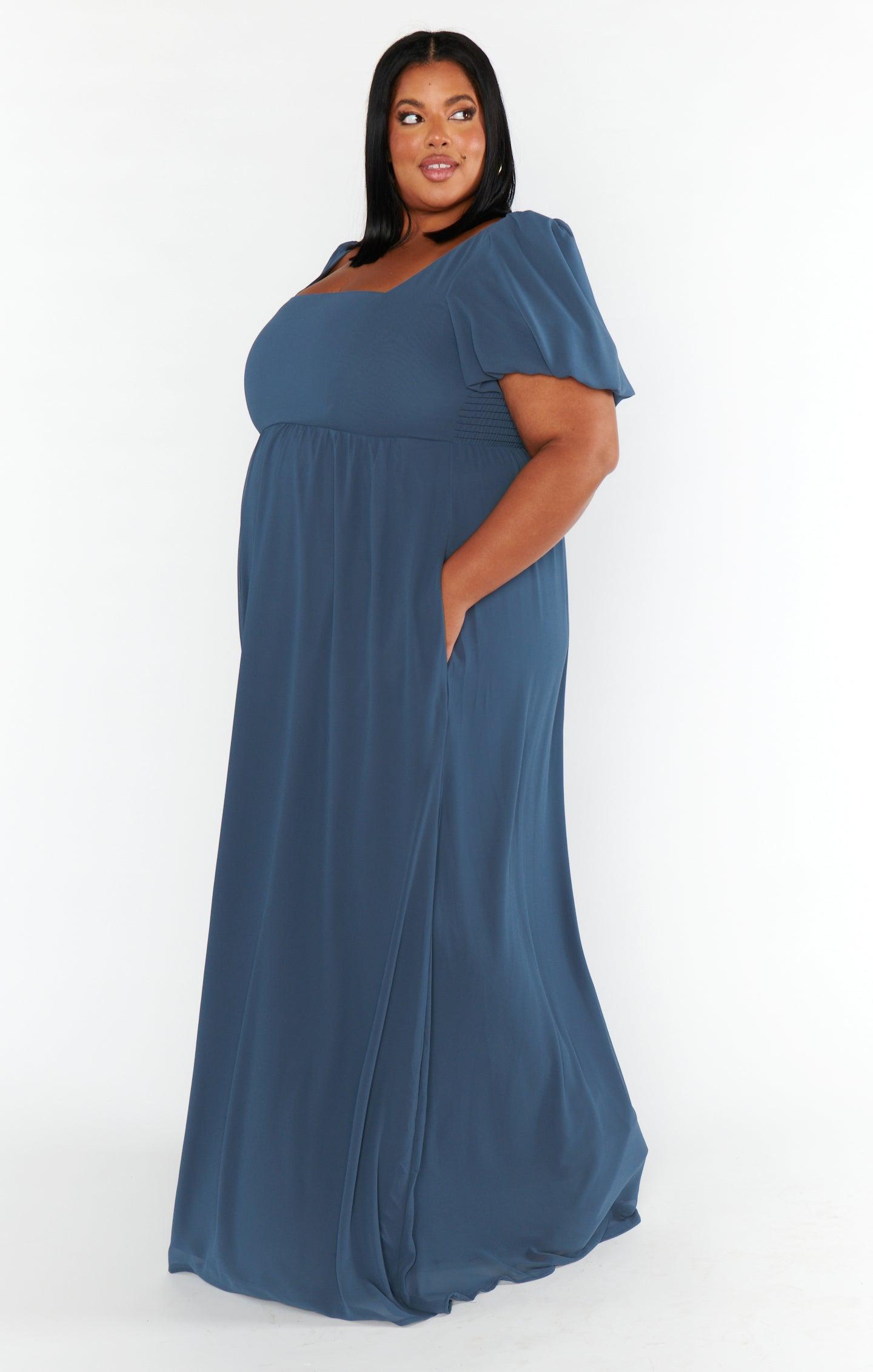 Nora Maxi Dress ~ Slate Blue Chiffon Product Image