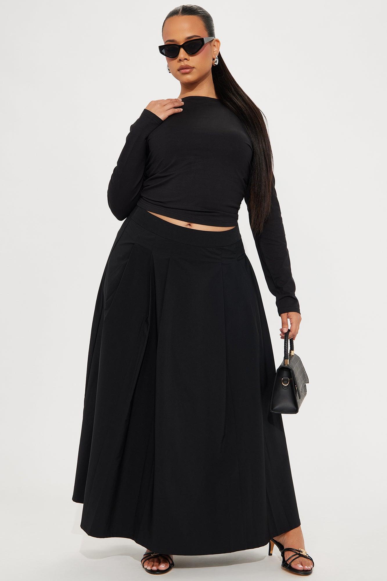 Alayah Pleated Maxi Skirt - Black Product Image