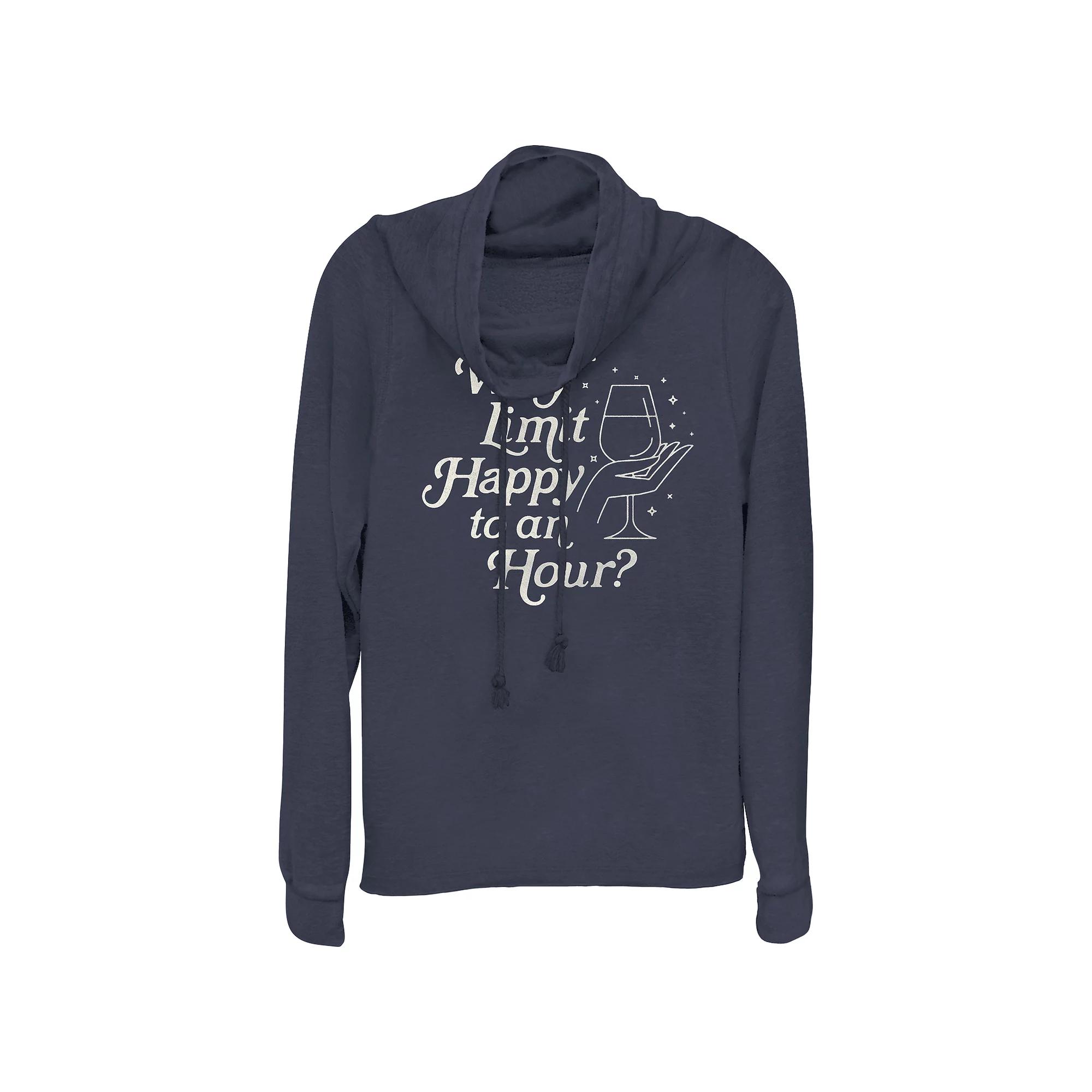 Women's Why Limit Happy To An Hour? Cowlneck Graphic Lightweight Long Sleeve, Girl's,  Product Image