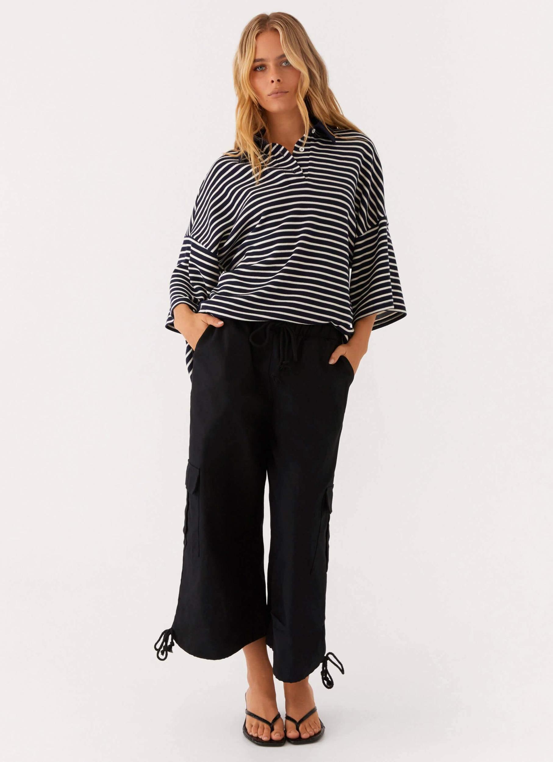 Undefeated Oversized Polo Top - Stripe Product Image