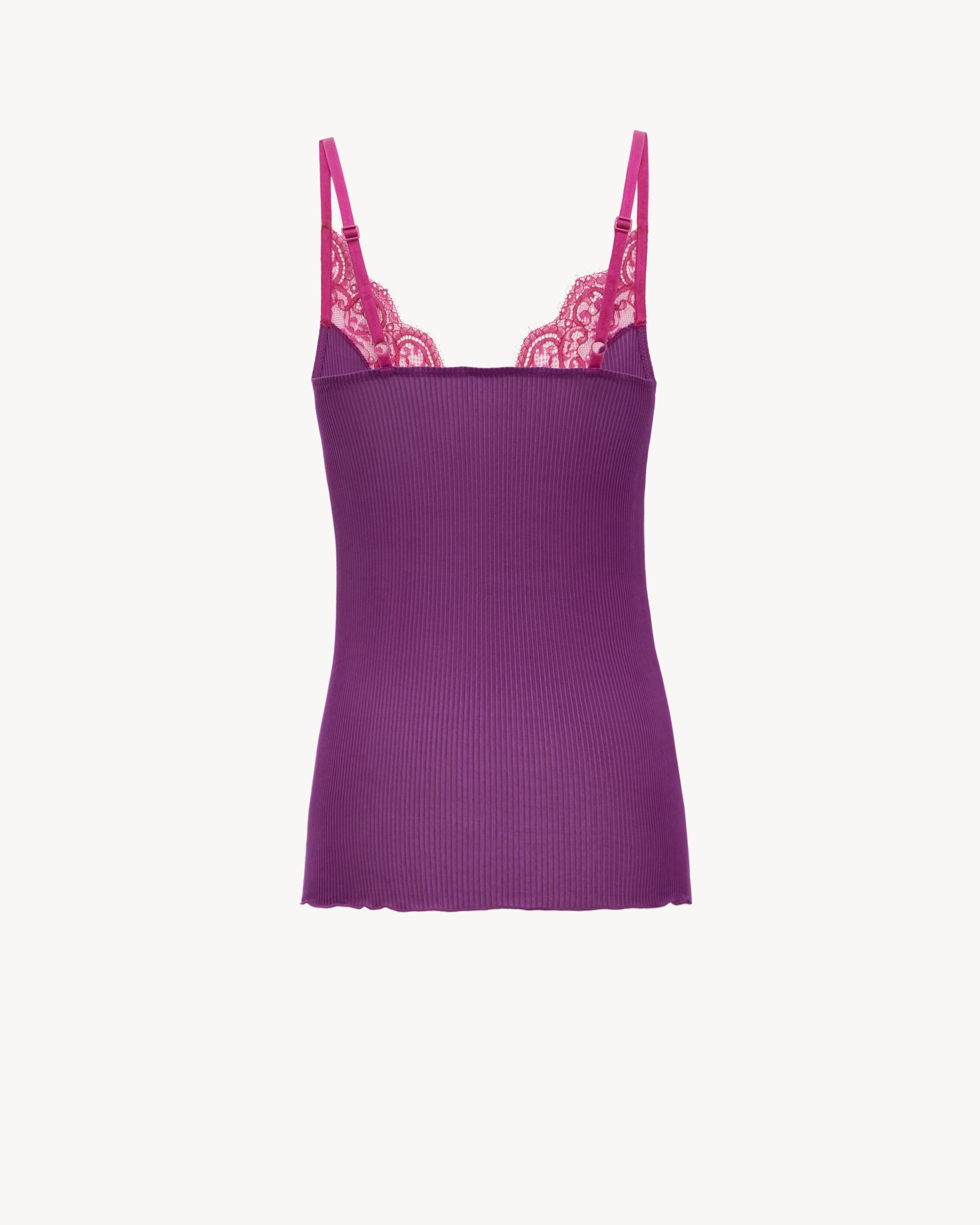 Lace Tank Top in Ribbed Silk Jersey Product Image