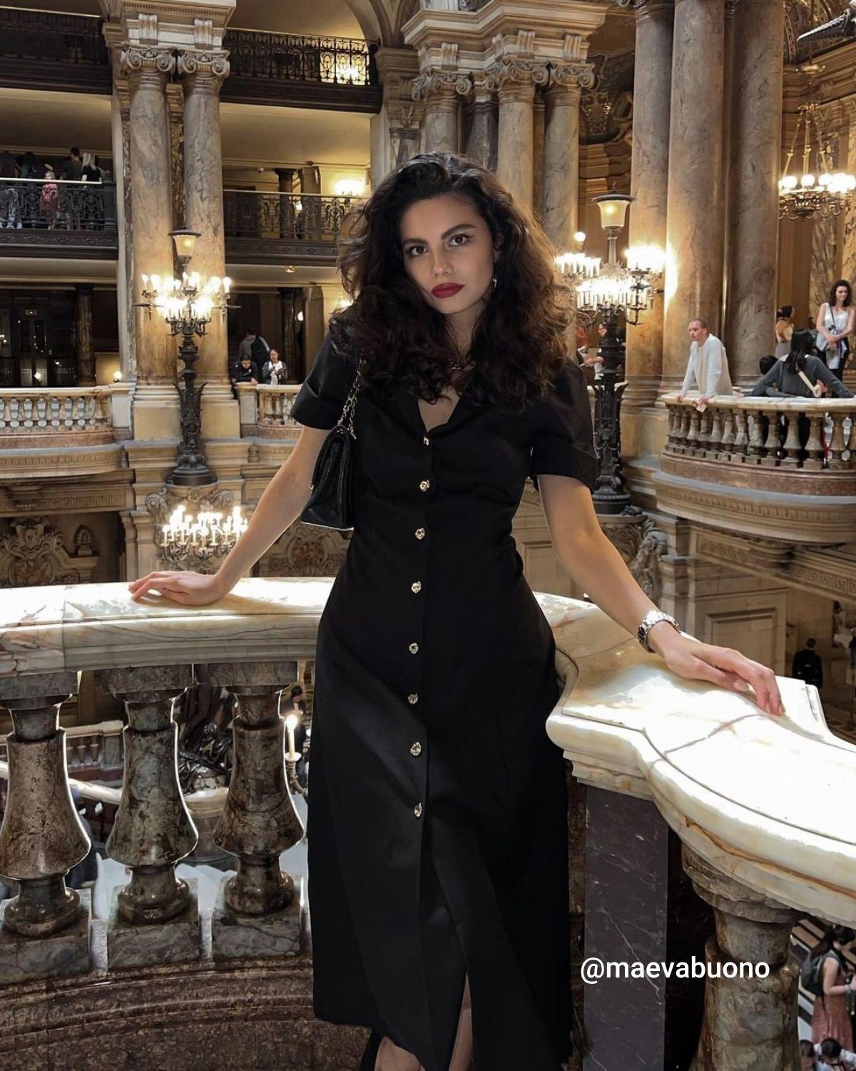 The Black V-Neck Tunic Midi Dress Female Product Image