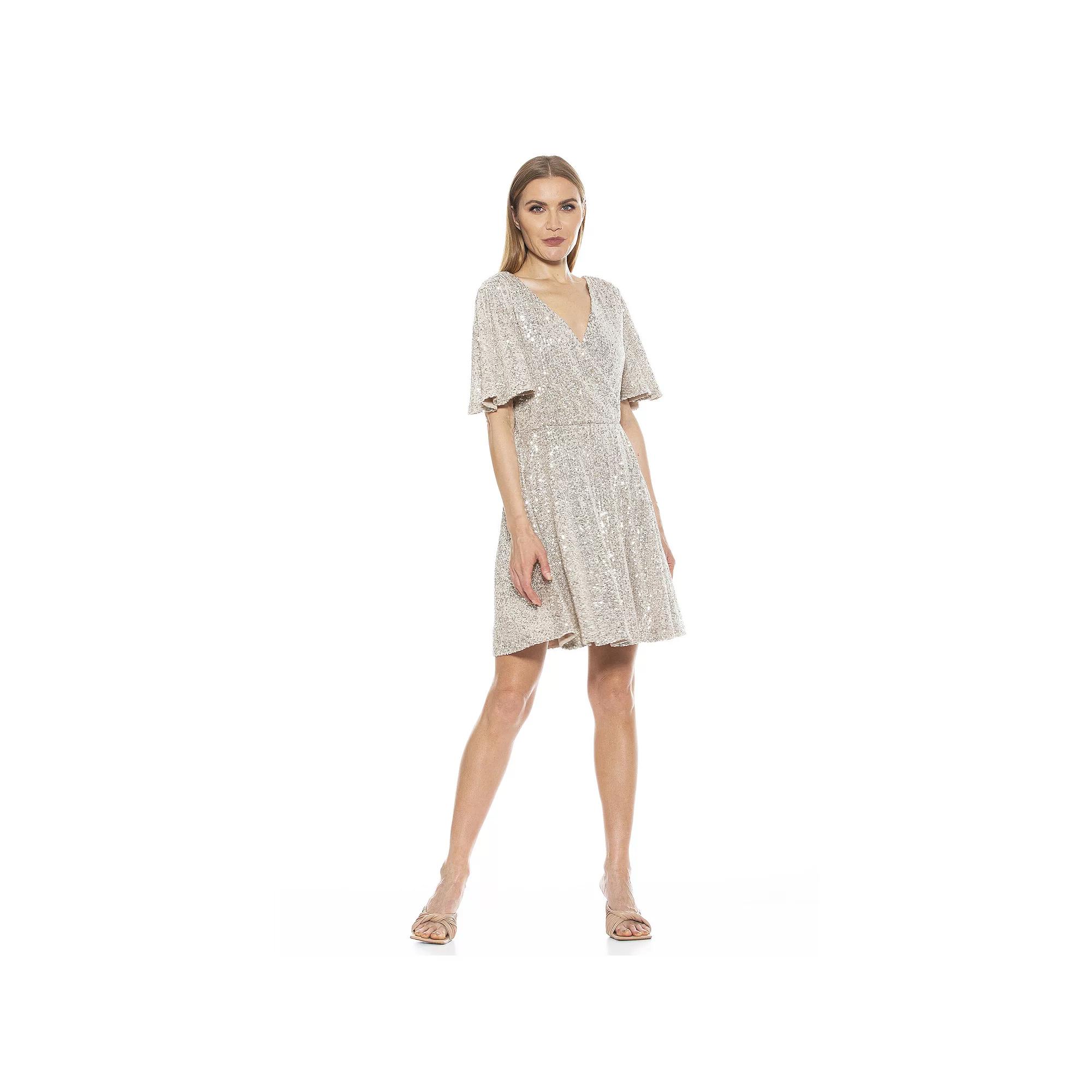 Women's ALEXIA ADMOR Oakless Flutter Sleeve Fit & Flare Dress,  Product Image