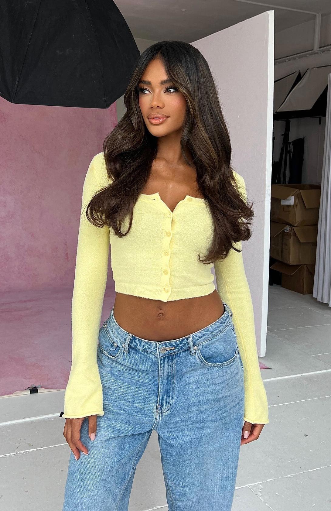 Going On Replay Long Sleeve Cardi Lemon Product Image