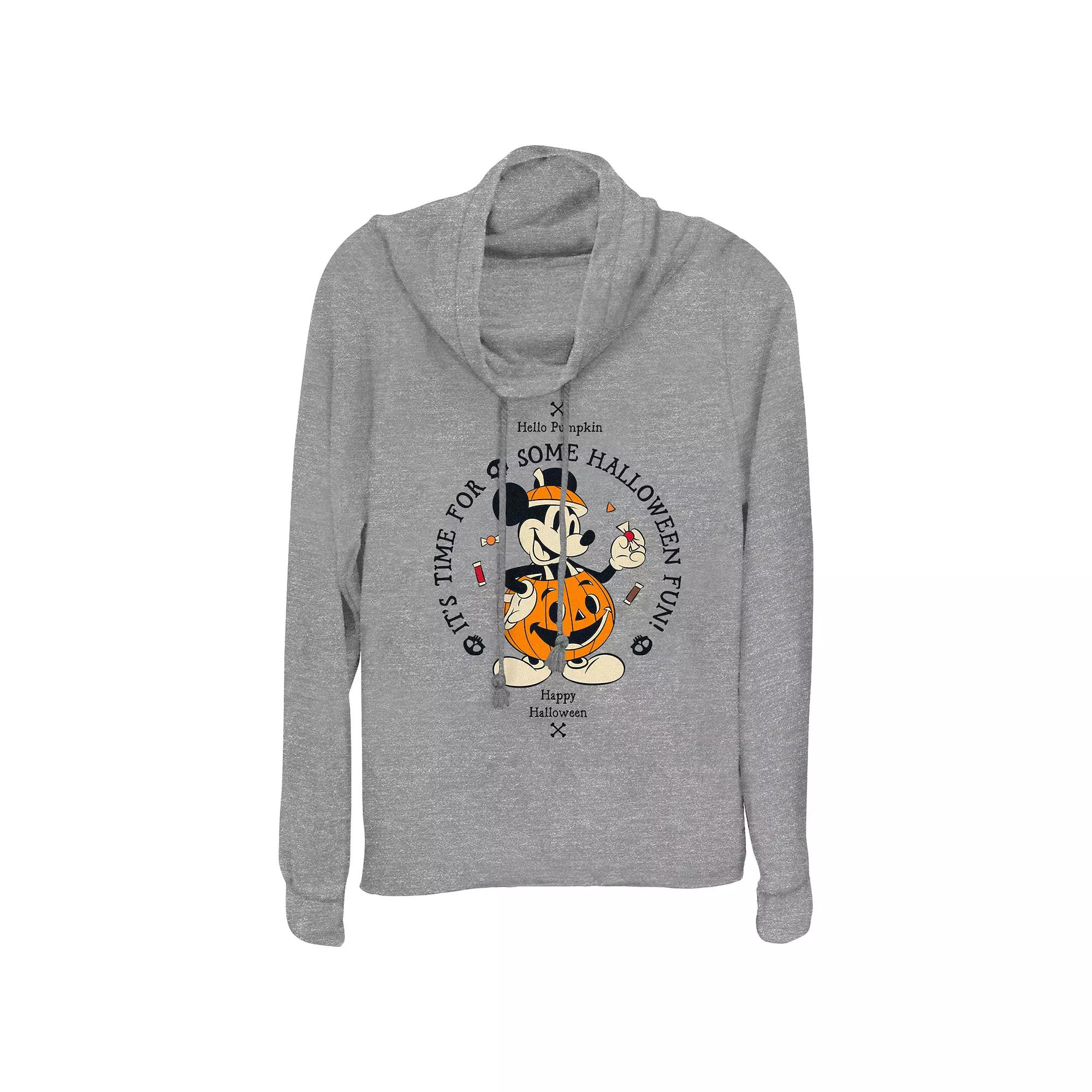 Disney's Mickey Mouse Hello Pumpkin It’s Time For Some Halloween Fun Women's Cowlneck Graphic Lightweight Long Sleeve,  Product Image