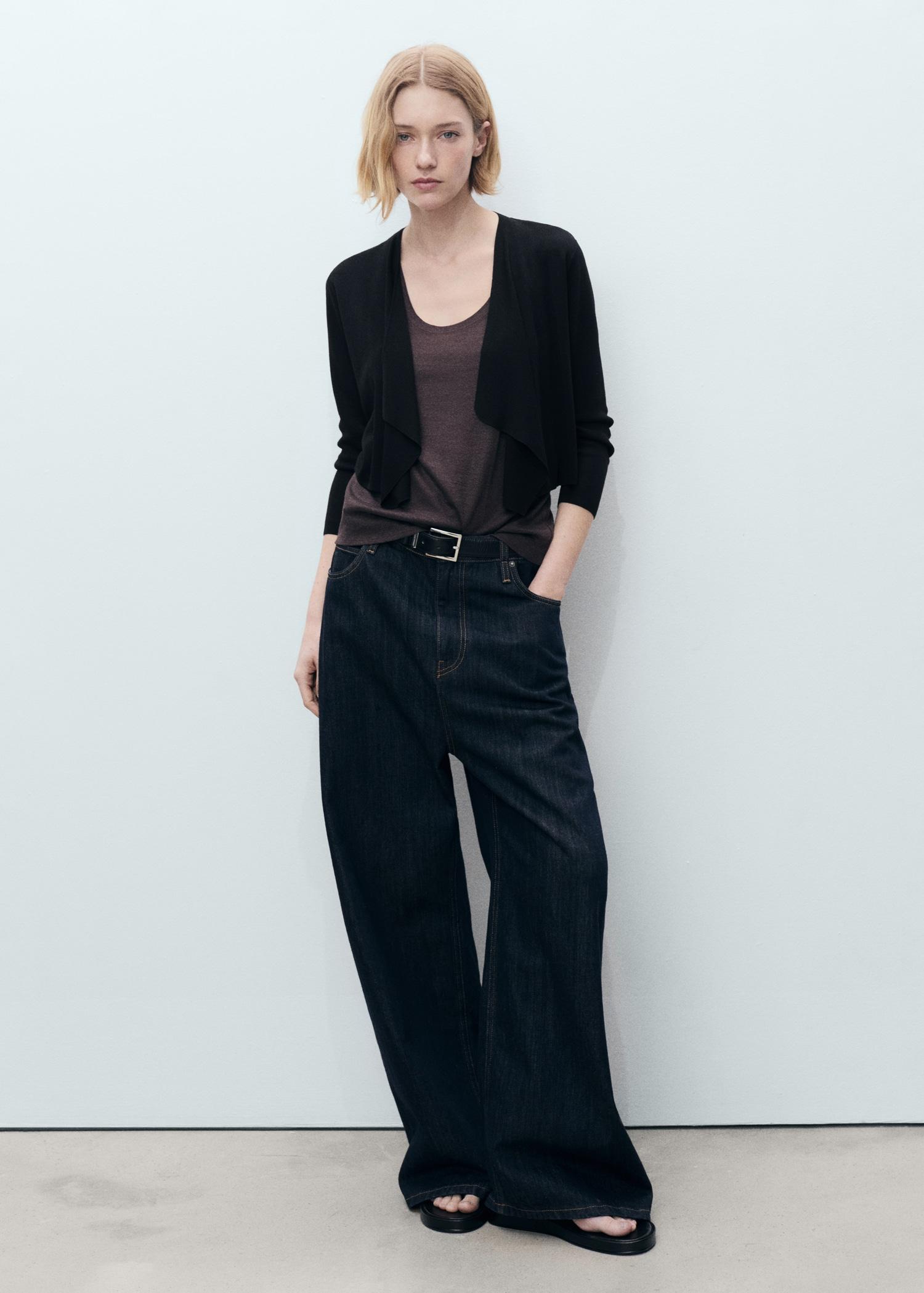 Knitted cropped cardigan - Women | MANGO USA Product Image