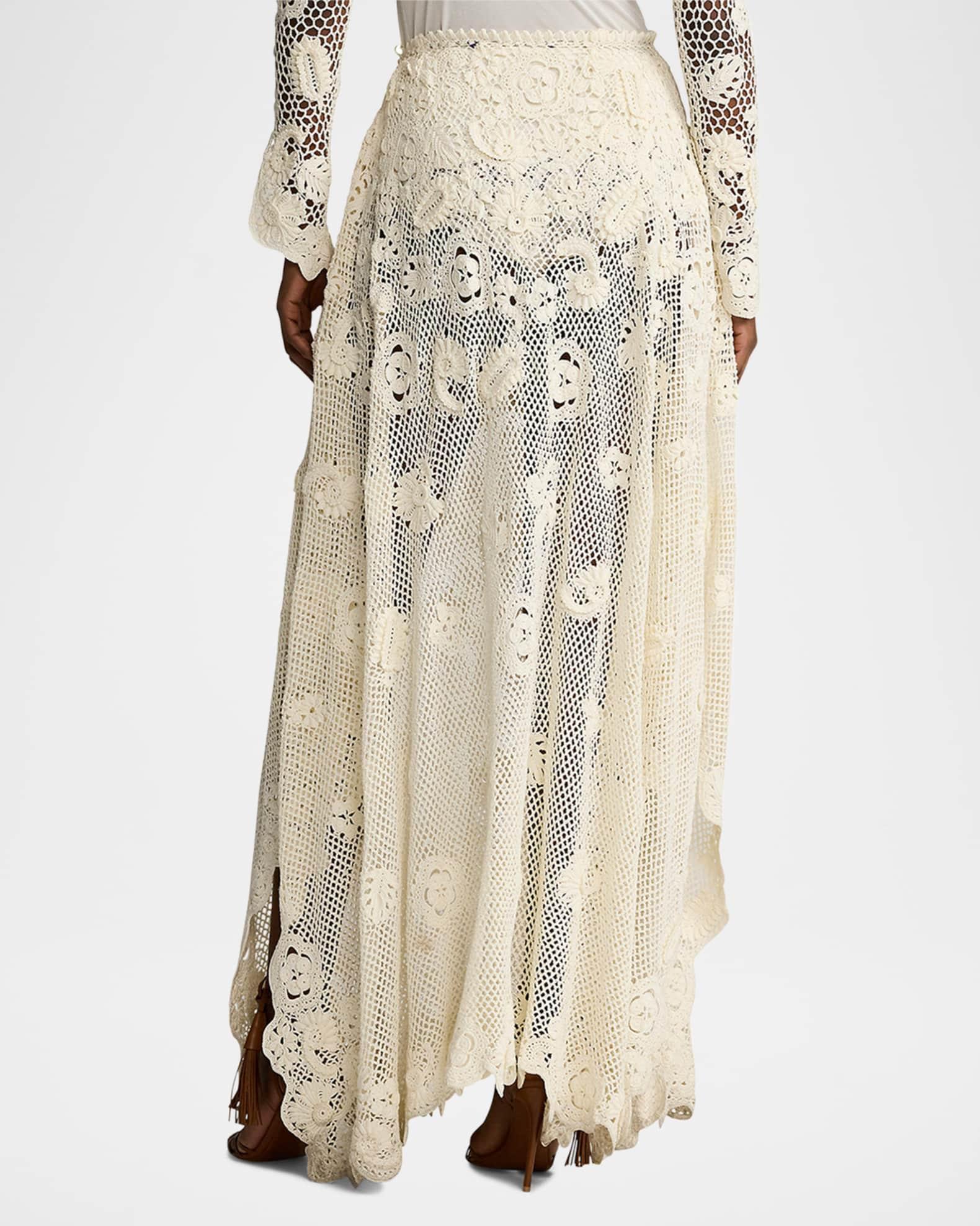 Hand-Crocheted Floral Silk Sweater Skirt Product Image