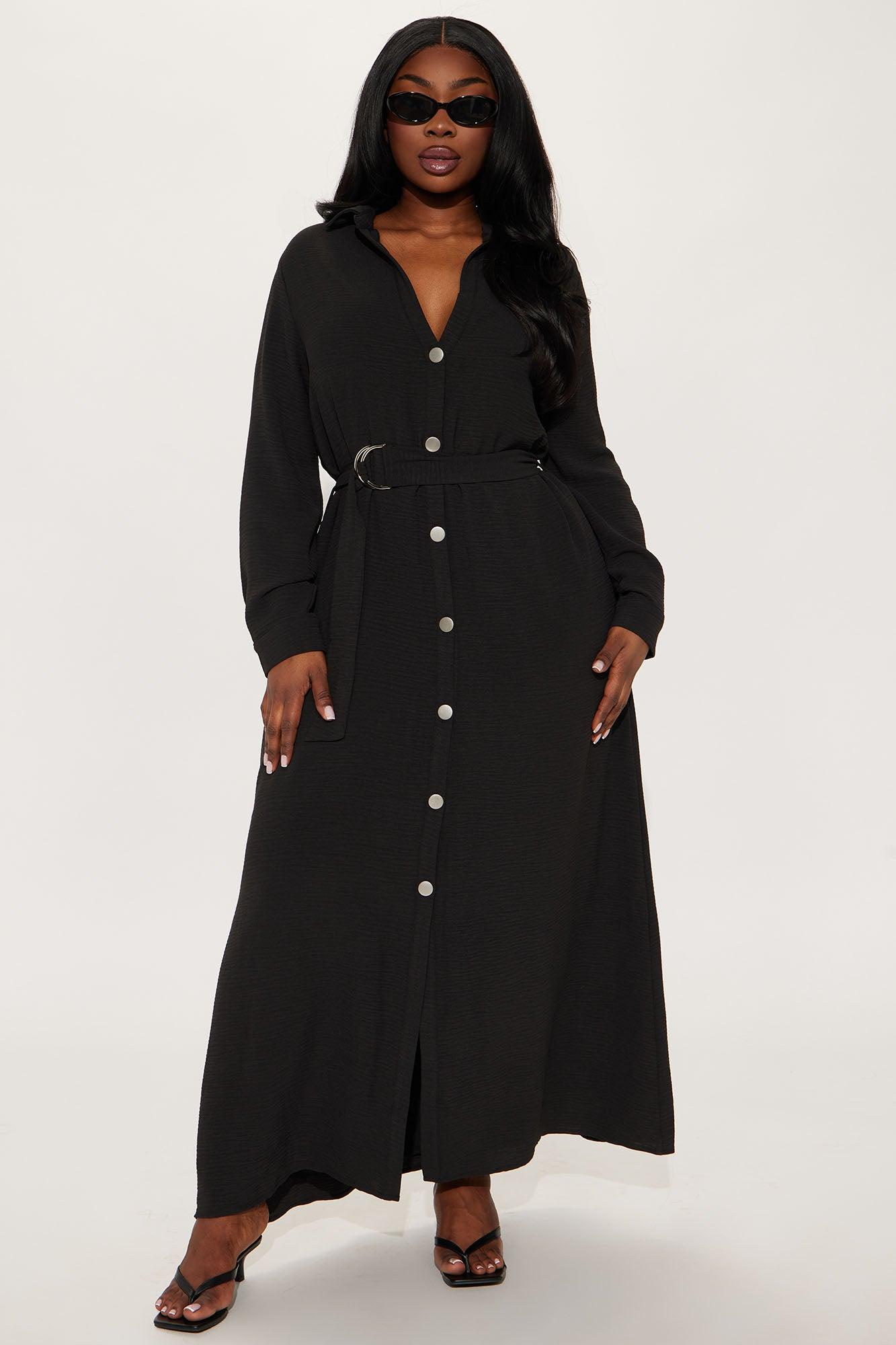 Gemma Shirt Maxi Dress - Black Product Image