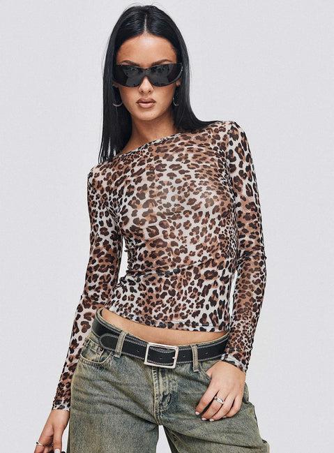 Believe Me Long Sleeve Top Leopard Product Image