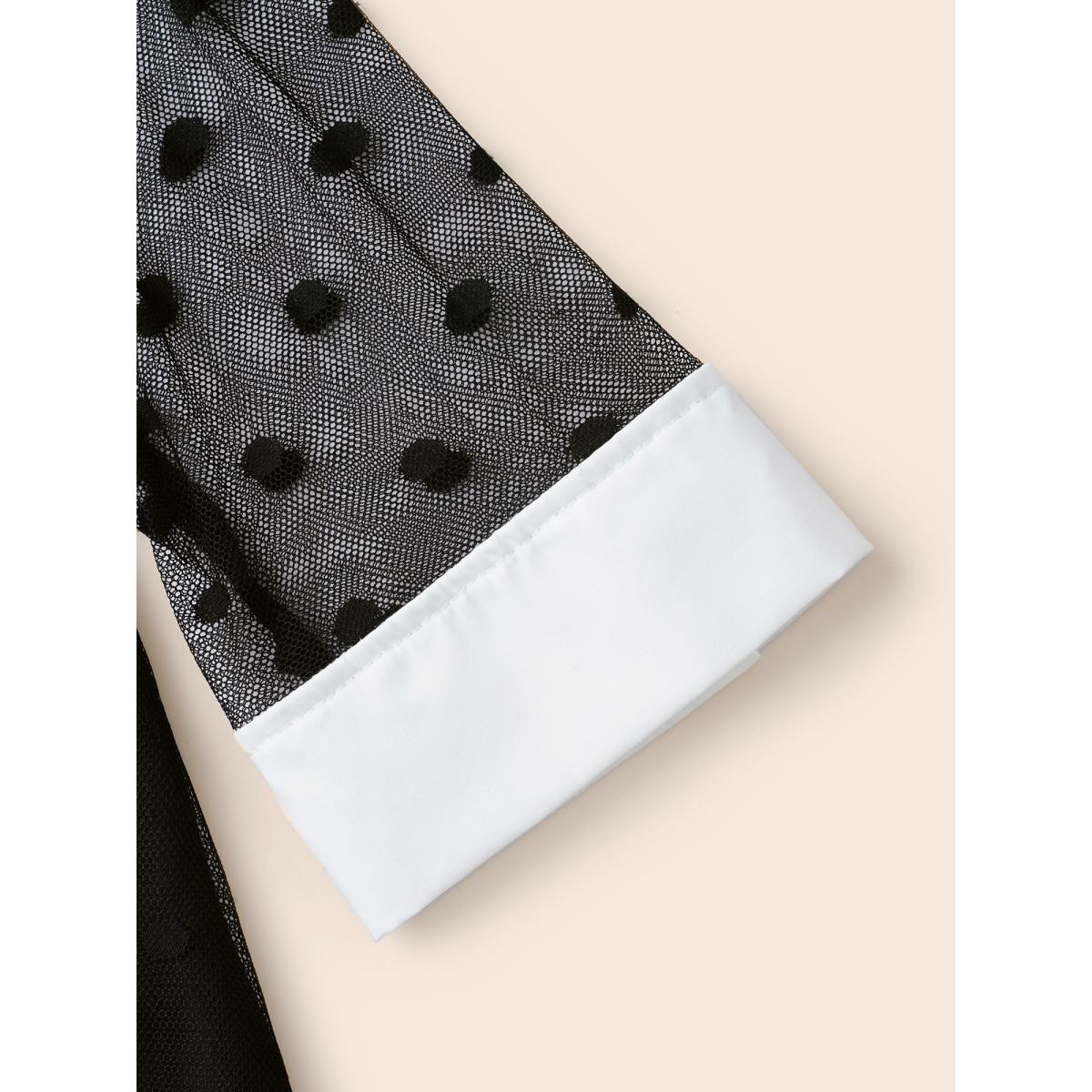 Plus Size Vampire Polka Dot Waist-Cinching Midi Dress Black Women Cocktail Texture Shirt collar Long Sleeve Curvy BloomChic 18-20/2X Product Image