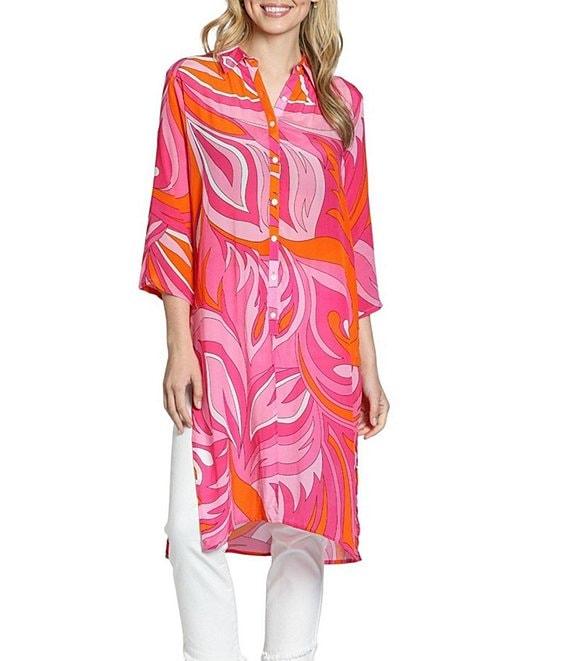APNY V-Neck 3/4 Sleeve Woven Print Tunic Product Image