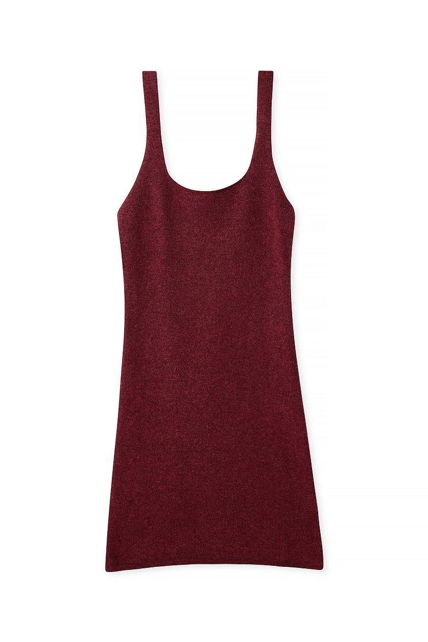 Knitted Mini Slip Dress Burgundy Product Image