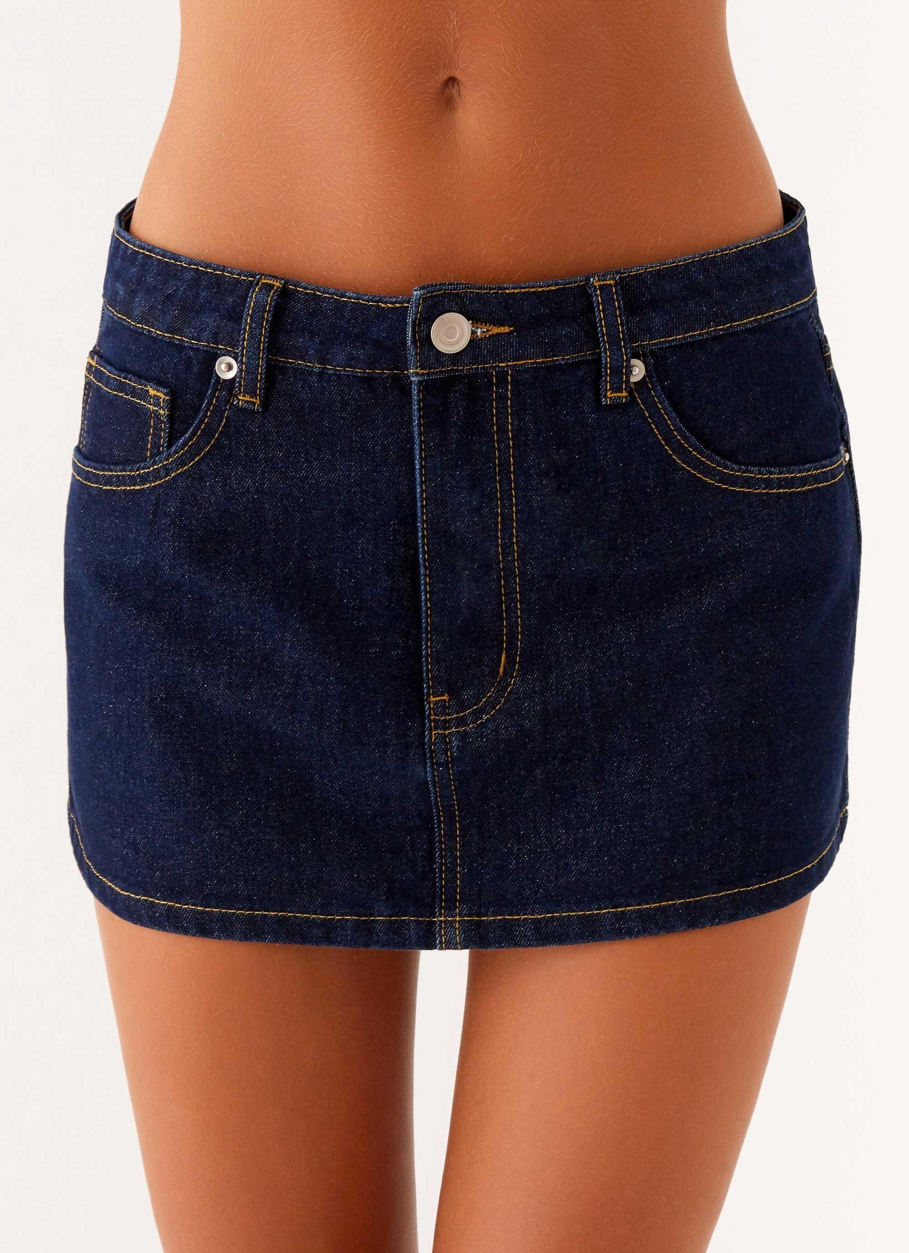 Maysa Low Rise Mini Skirt - Indigo Product Image