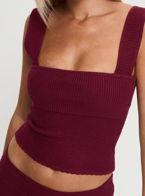 Mooring Square Neck Top Maroon Product Image