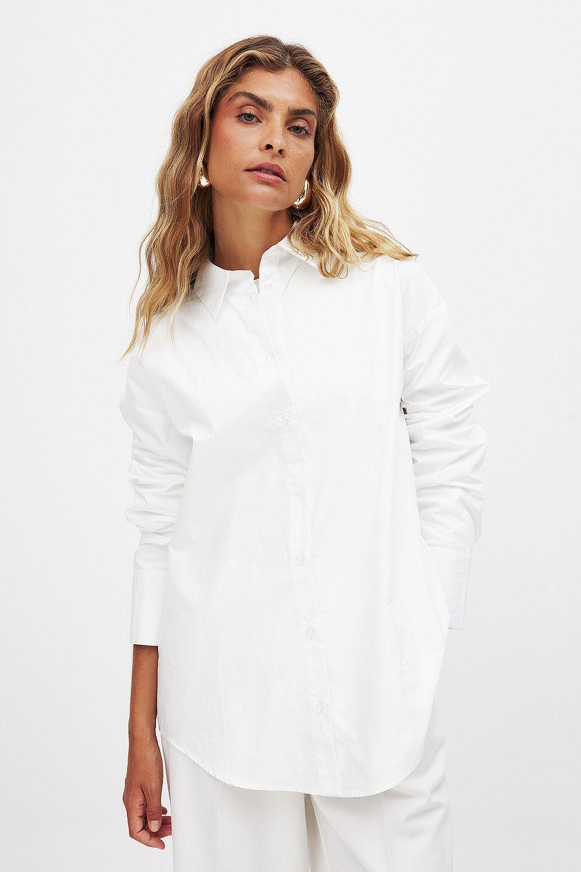 Oversized Long Sleeve Cotton Shirt Product Image