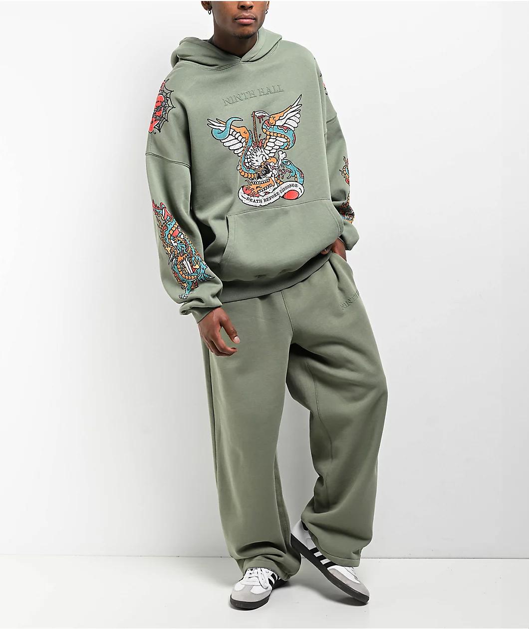 Ninth Hall Death Before Dishonor Green Hoodie Product Image