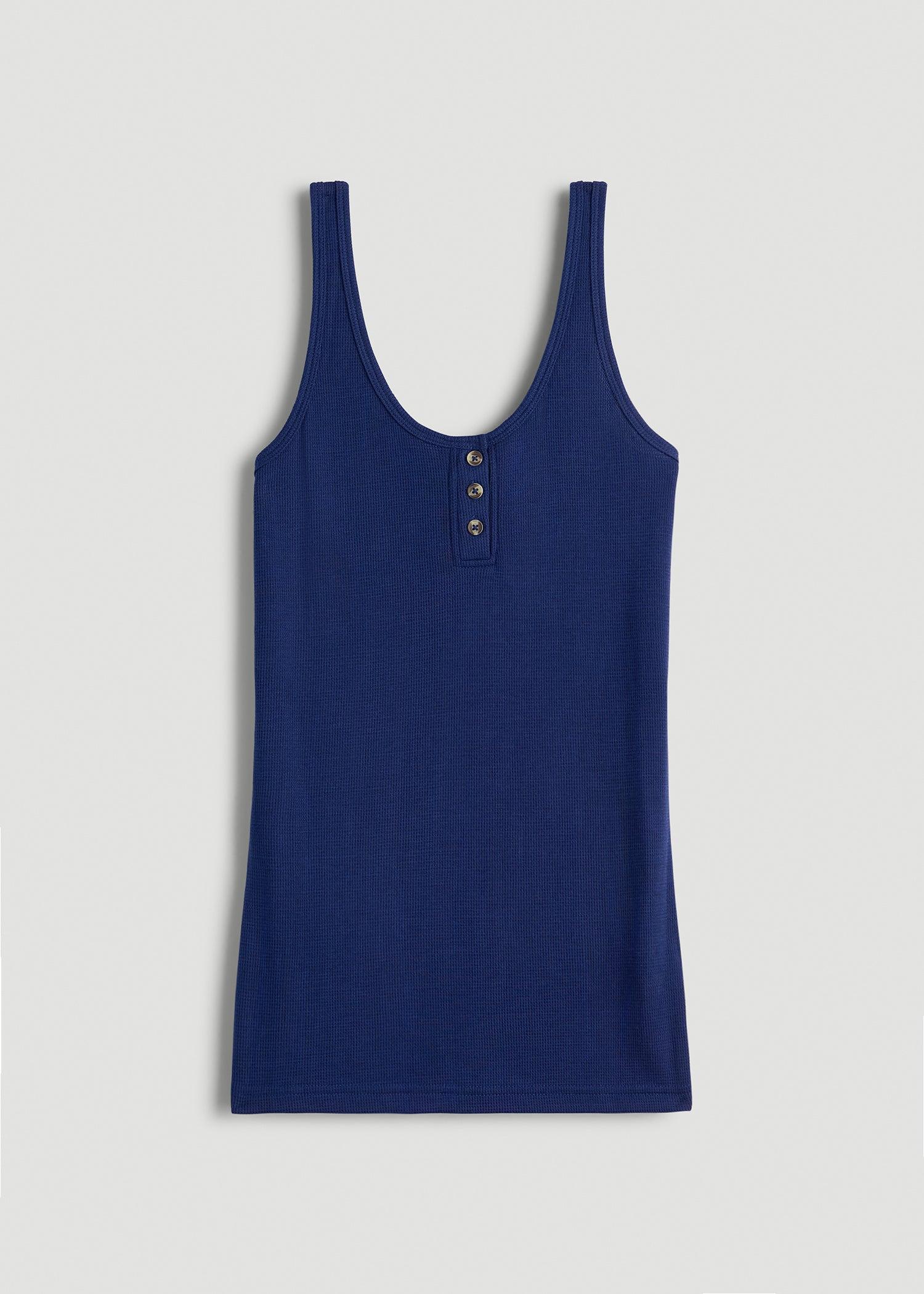 Waffle Tank Top for Tall Women in Midnight Blue Female Product Image