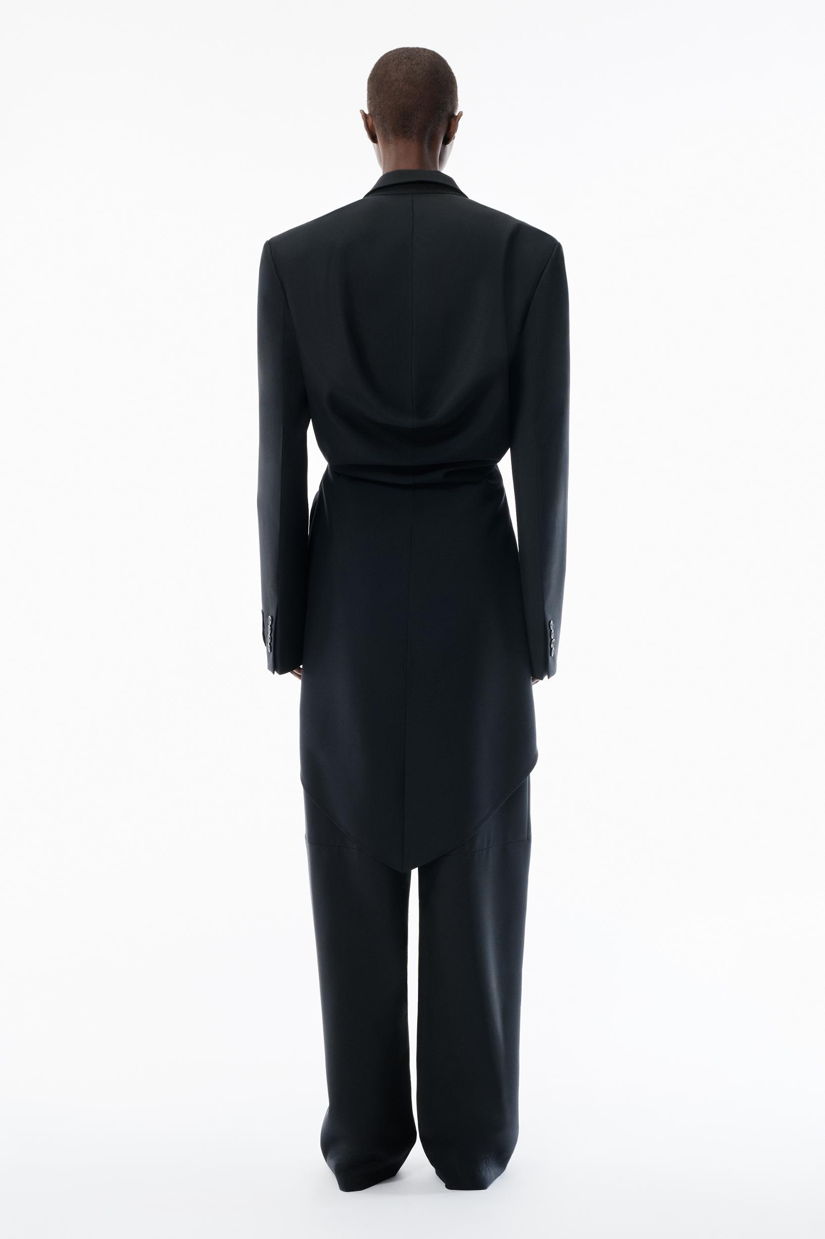 Black Wool Mohair Draped Jacket Product Image