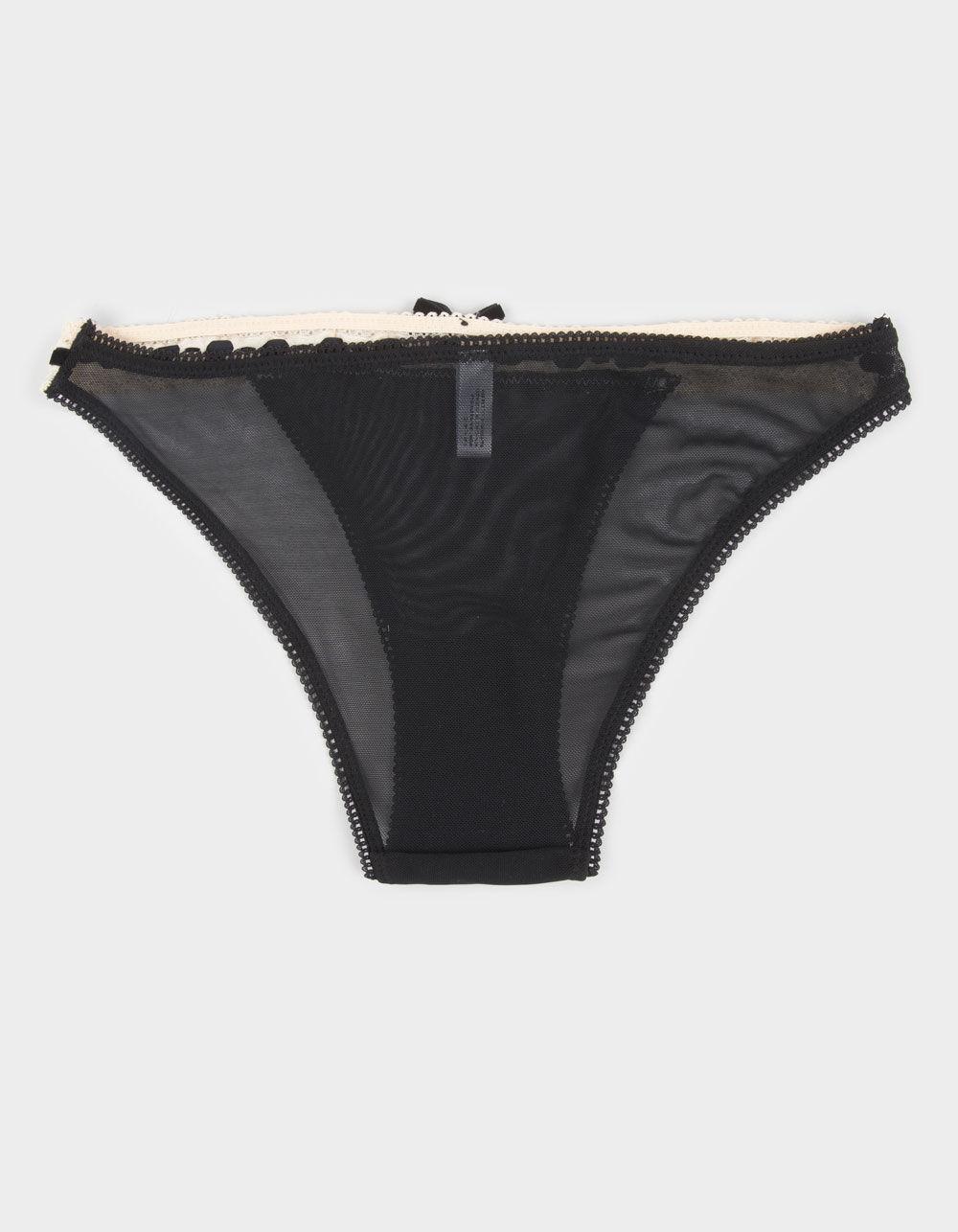 FULL TILT Ribbon Lace Trim Cheeky Panties - BLACK Product Image