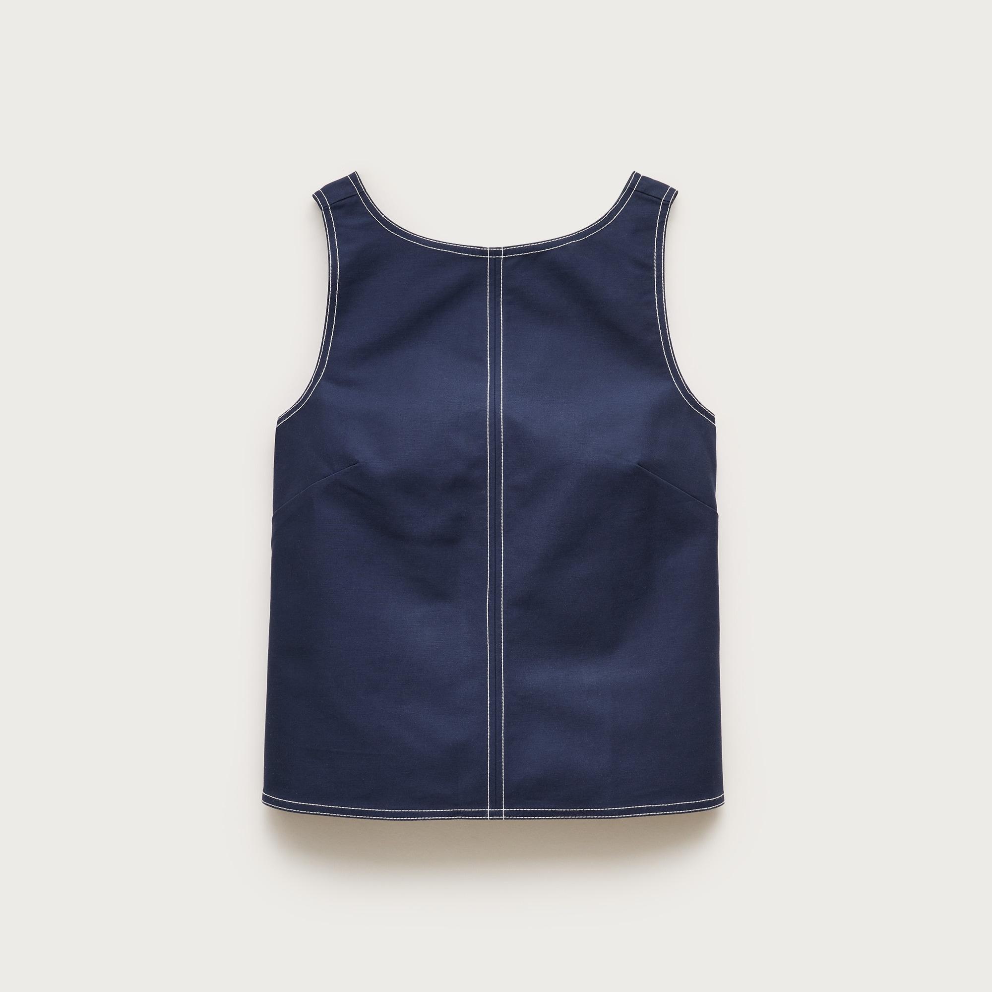 Contrast-stitch shell top in double cotton poplin Product Image