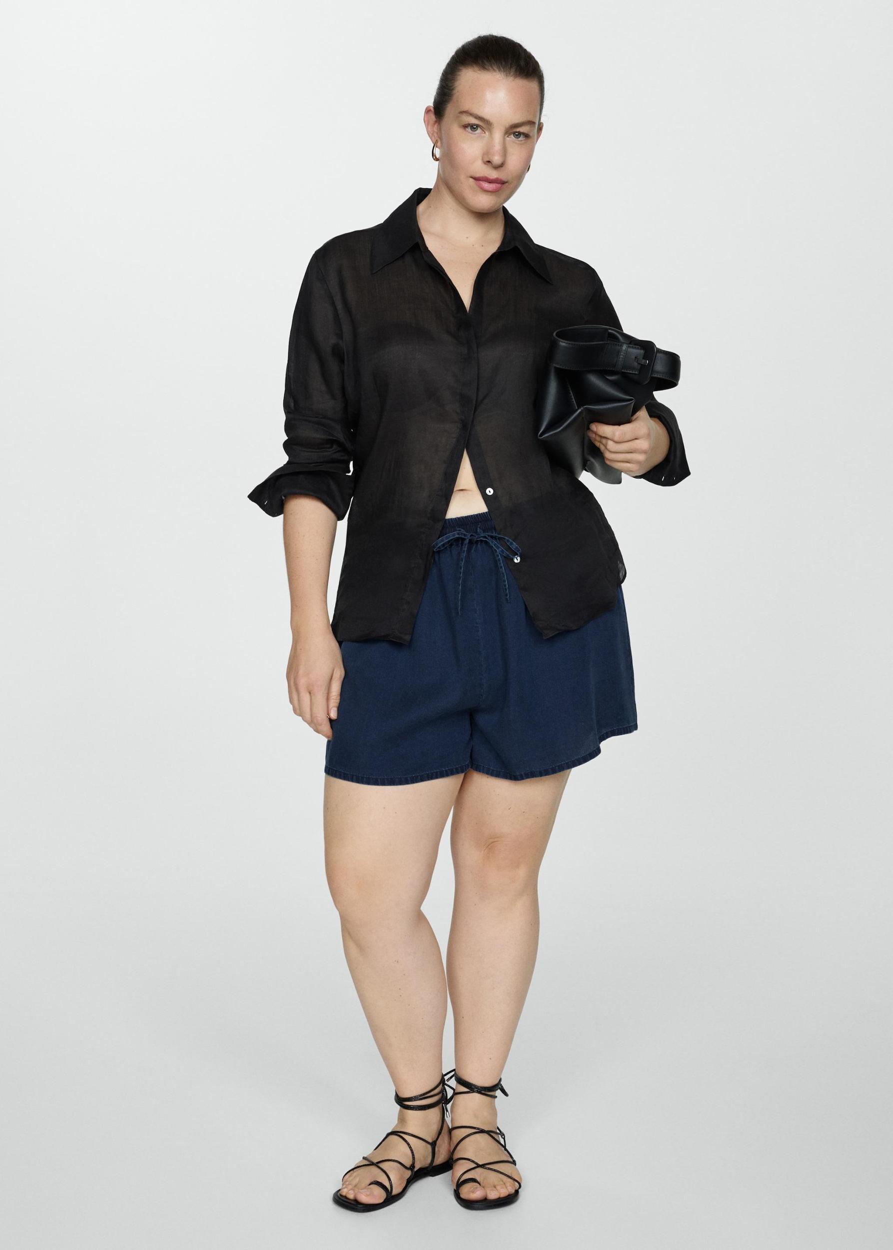 Lyocell shorts with elastic waist - Women | MANGO USA Product Image