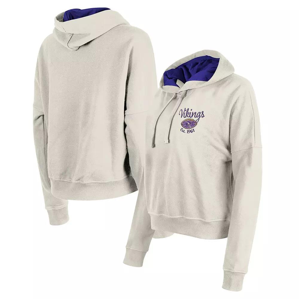 Womens New Era Cream Minnesota Vikings 3rd Down Historic Pullover Hoodie Product Image