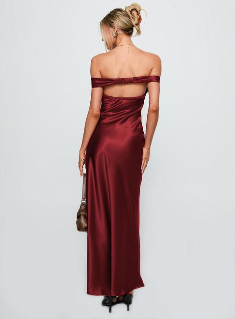 Heartthrobs Off The Shoulder Maxi Dress Red Product Image