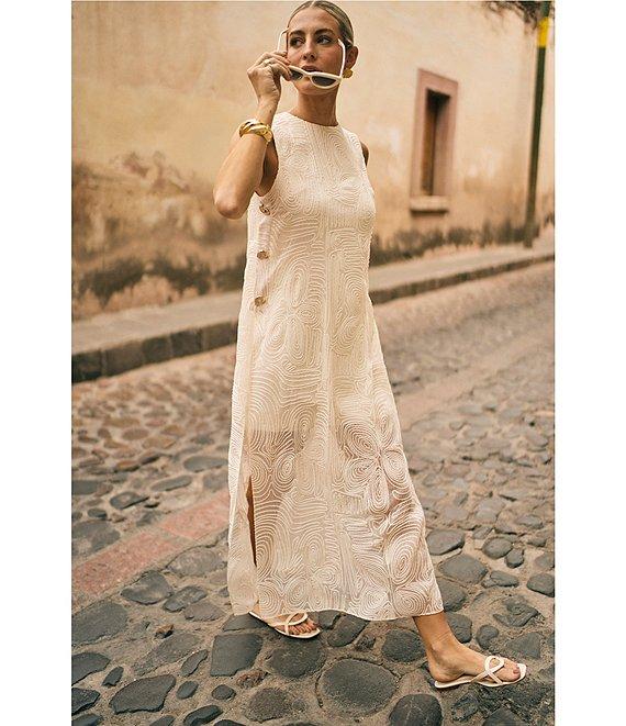 Antonio Melani x M.G. Style Blake Soutache Round Neck Sleeveless Shift Maxi Dress Product Image