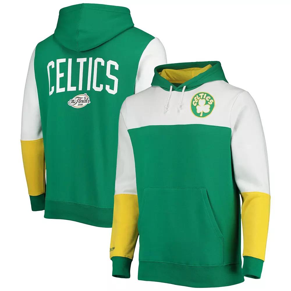 Men's Mitchell & Ness Kelly Green Boston Celtics Hardwood Classics 2008 NBA Finals Fusion 2.0 Colorblock Pullover Hoodie, Size: 2XL Product Image