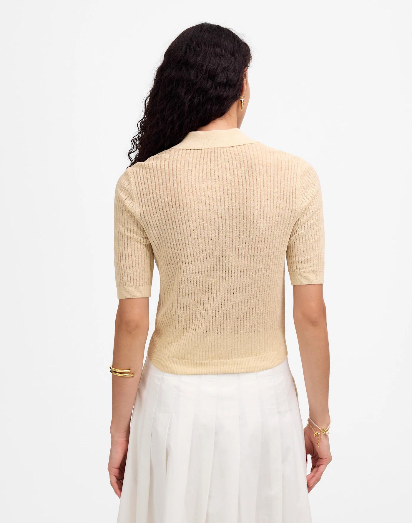 Short-Sleeve Polo Sweater Tee Product Image