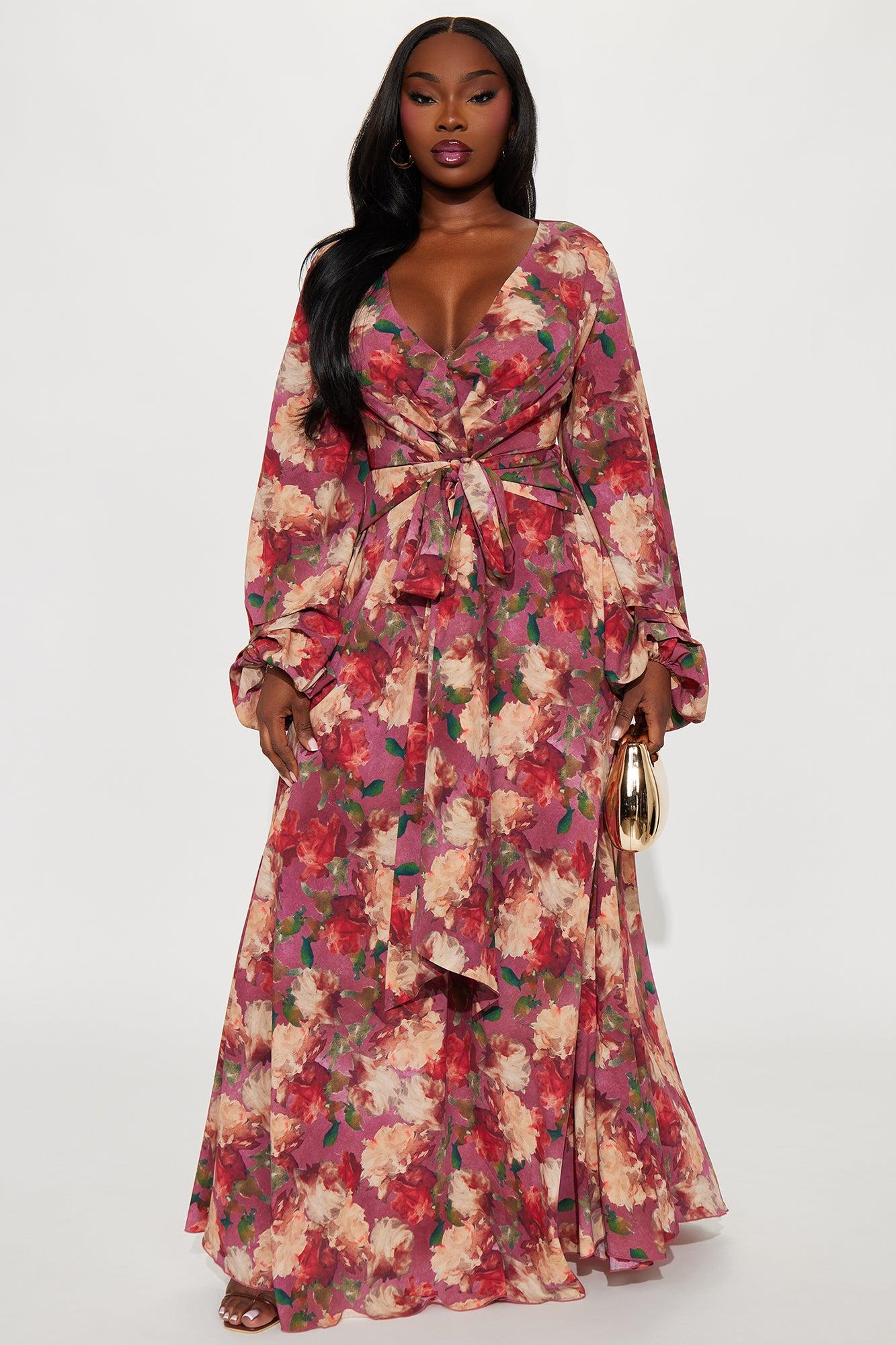 Rachelle Long Sleeve Maxi Dress - Mauve/combo Female Product Image