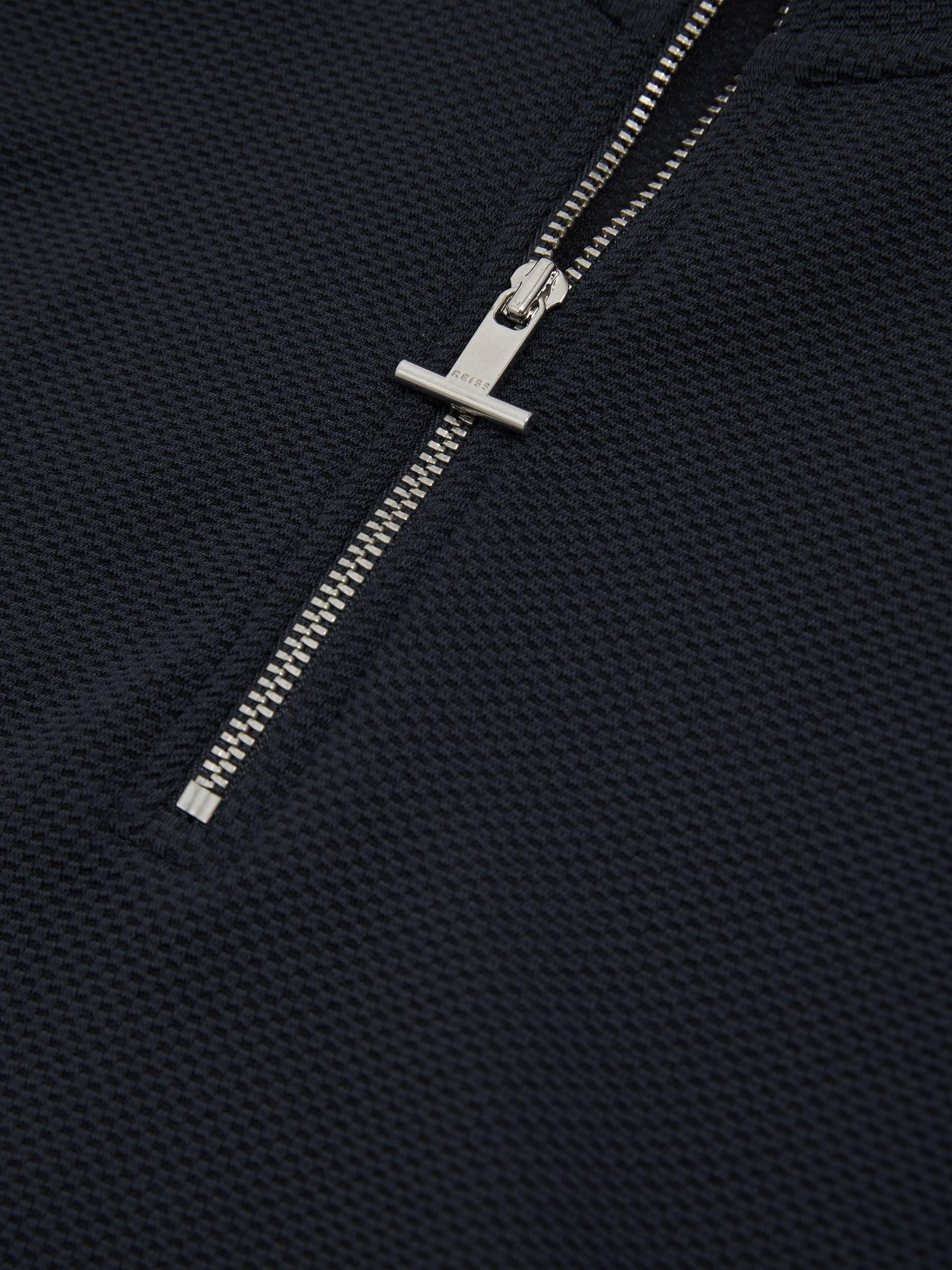 Textured Half-Zip Funnel-Neck Sweatshirt in Navy Product Image