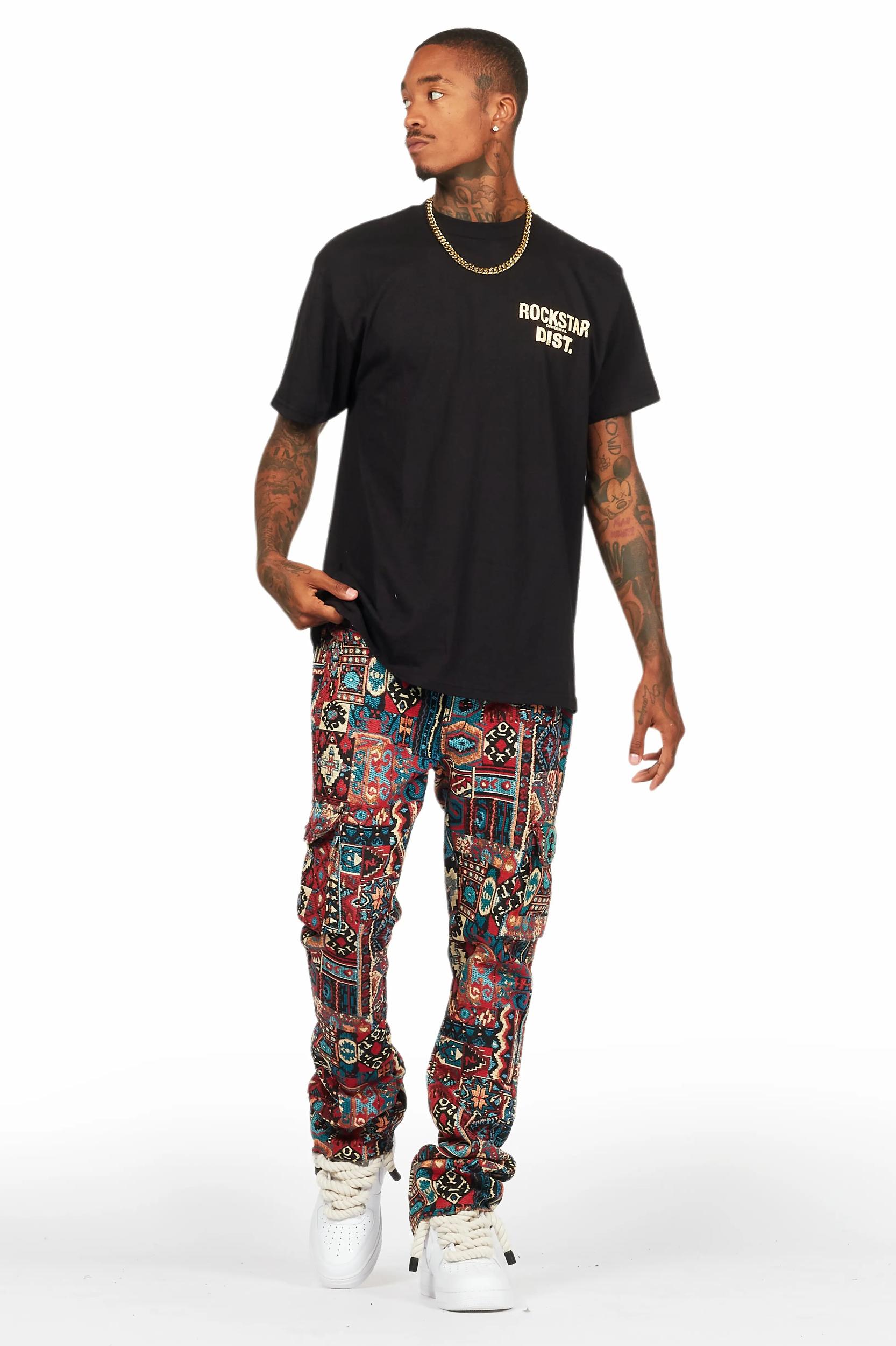 Quatz Black Leather Stacked Flare Jean Male Product Image