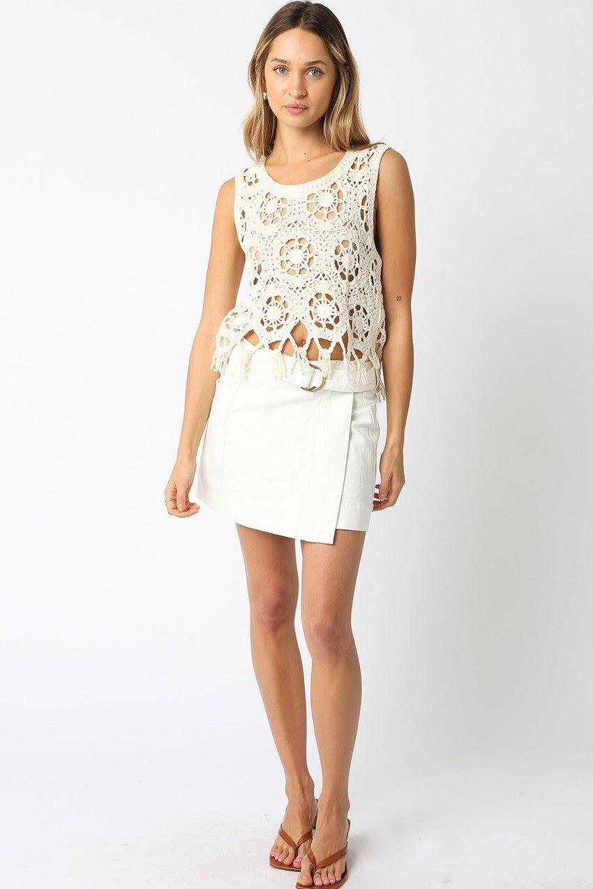 Ava Crochet Tank Top | Cream Product Image