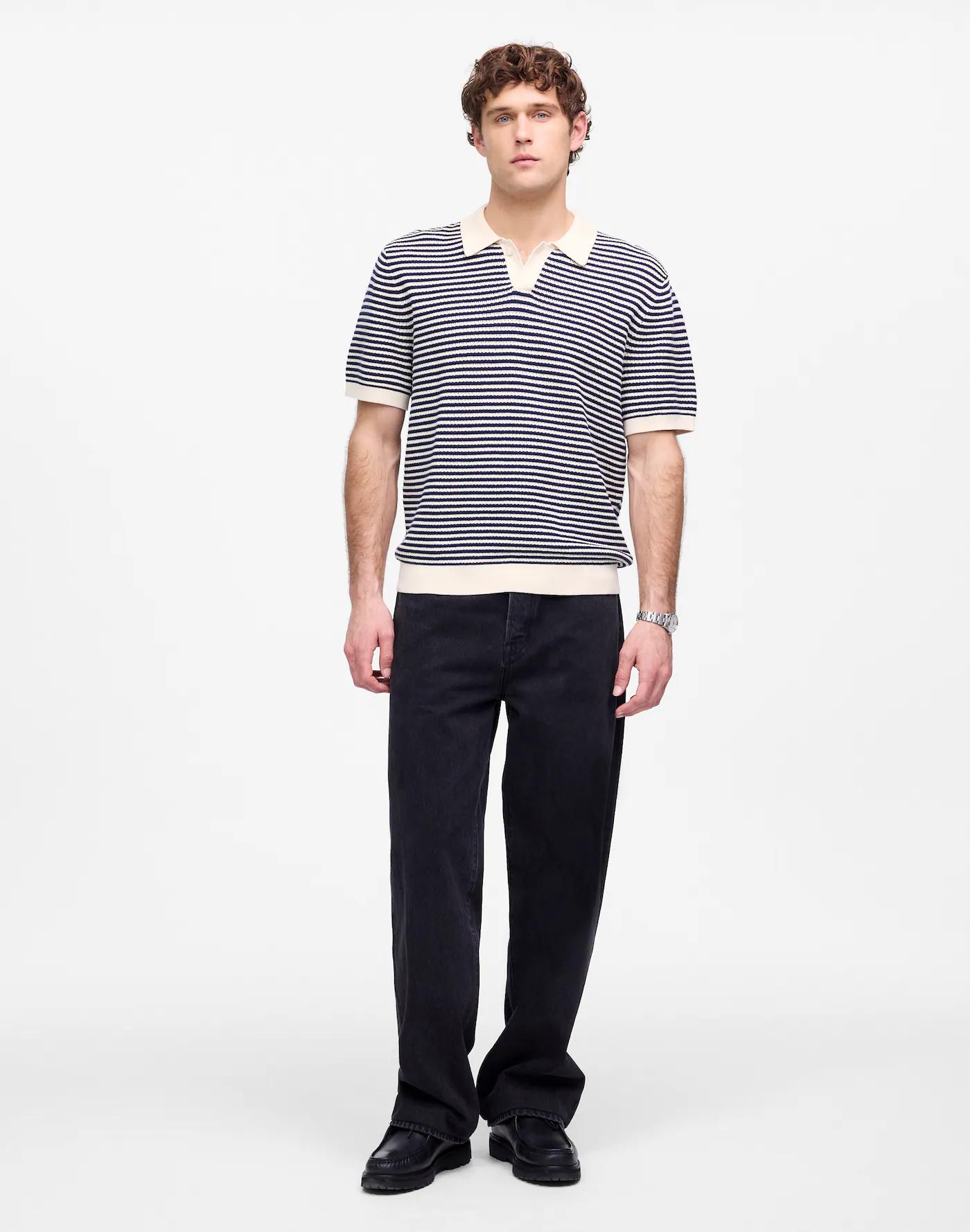 Pointelle Stitch Single-Button Sweater Polo Product Image