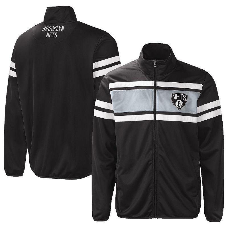 Men's G-III Sports by Carl Banks Black Brooklyn Nets Power Pitcher Full-Zip Track Jacket, Size: Large Product Image