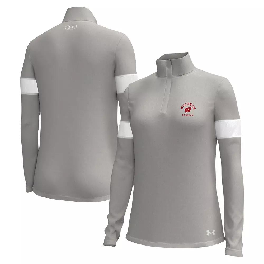 Women's Under Armour Gray Wisconsin Badgers Gameday Challenger Quarter-Zip Top,  Product Image